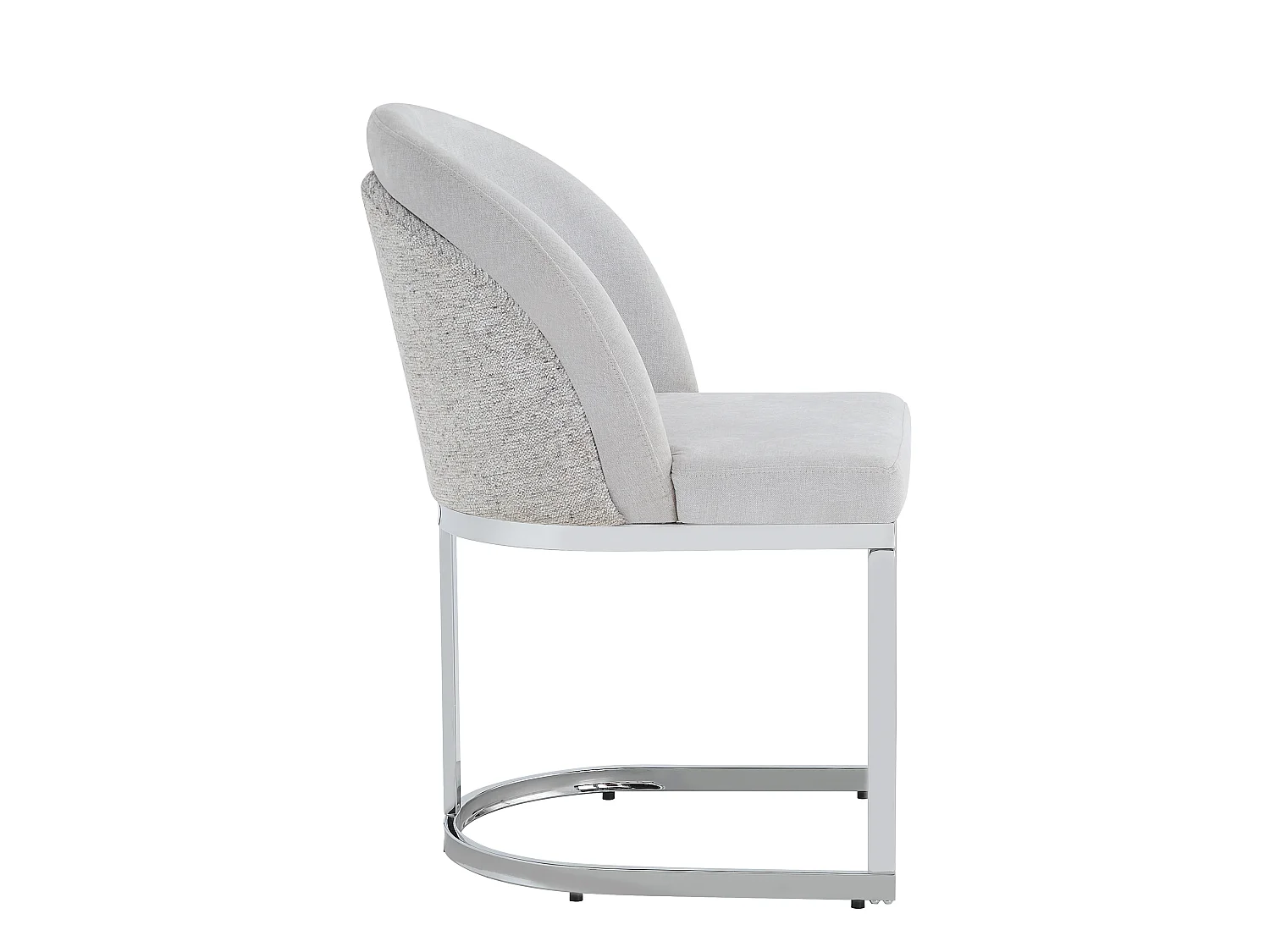 Lot of 6 dining chairs - Modern style - Silver galvanized feet - Chenille fabric - Light gray and silver