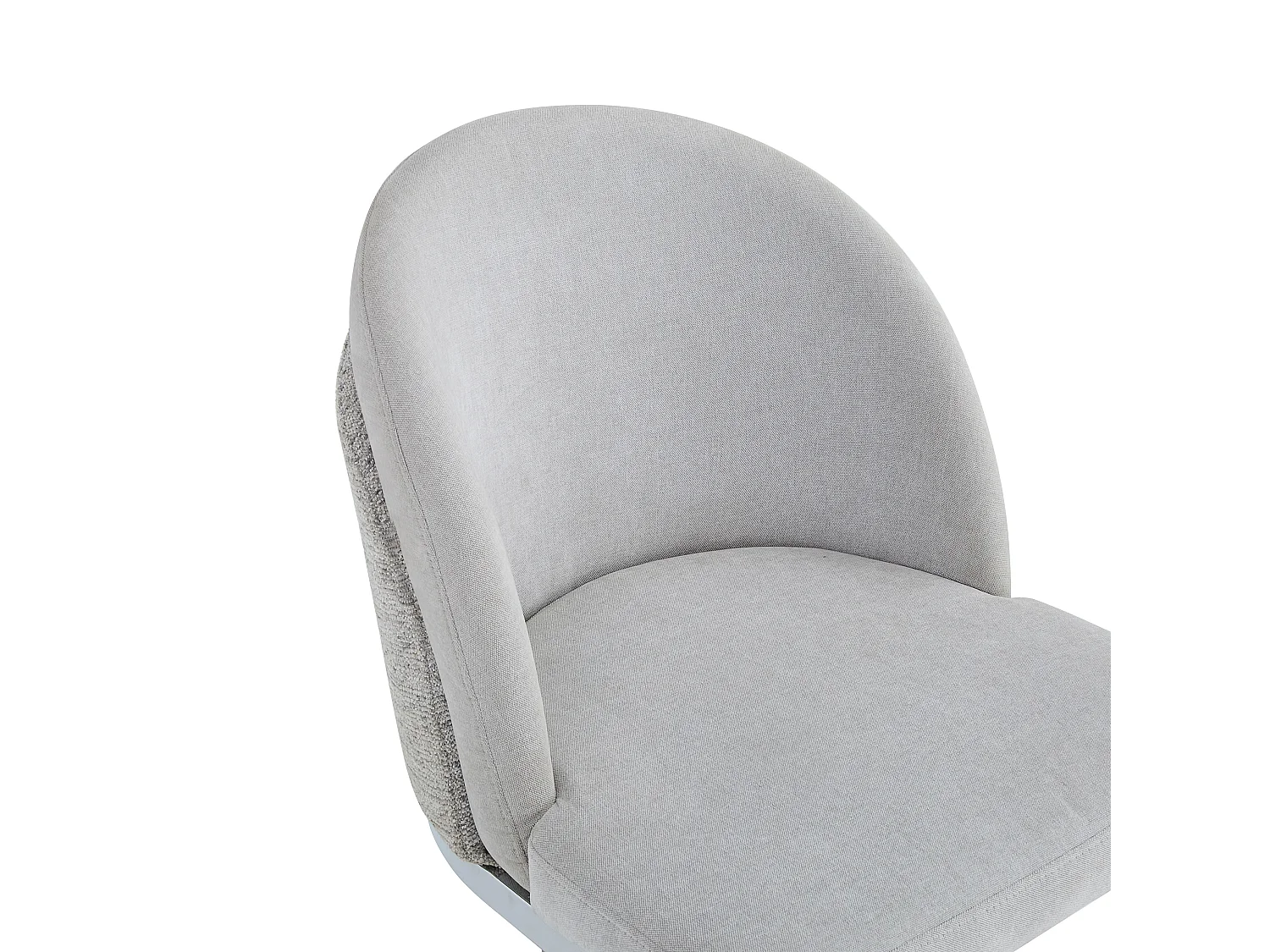 Lot of 6 dining chairs - Modern style - Silver galvanized feet - Chenille fabric - Light gray and silver
