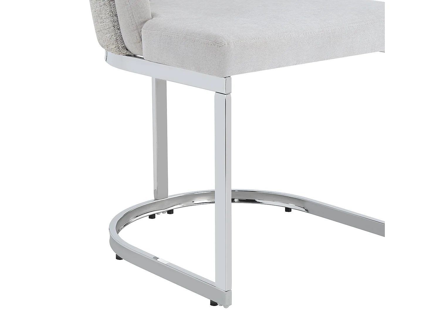 Lot of 6 dining chairs - Modern style - Silver galvanized feet - Chenille fabric - Light gray and silver