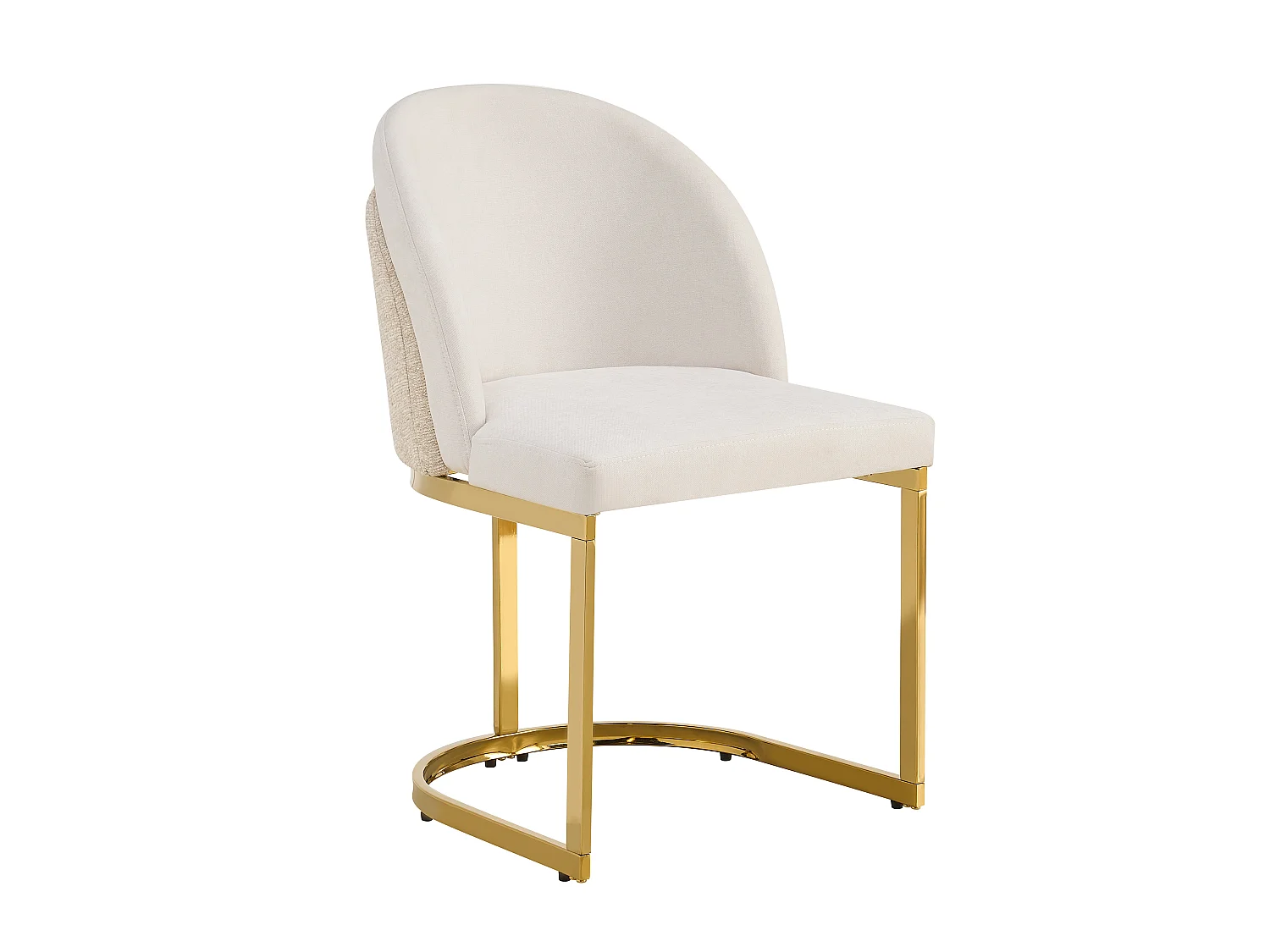 Set of 6 dining chairs - Modern style - Gold-plated feet - Chenille fabric - Beige and gold