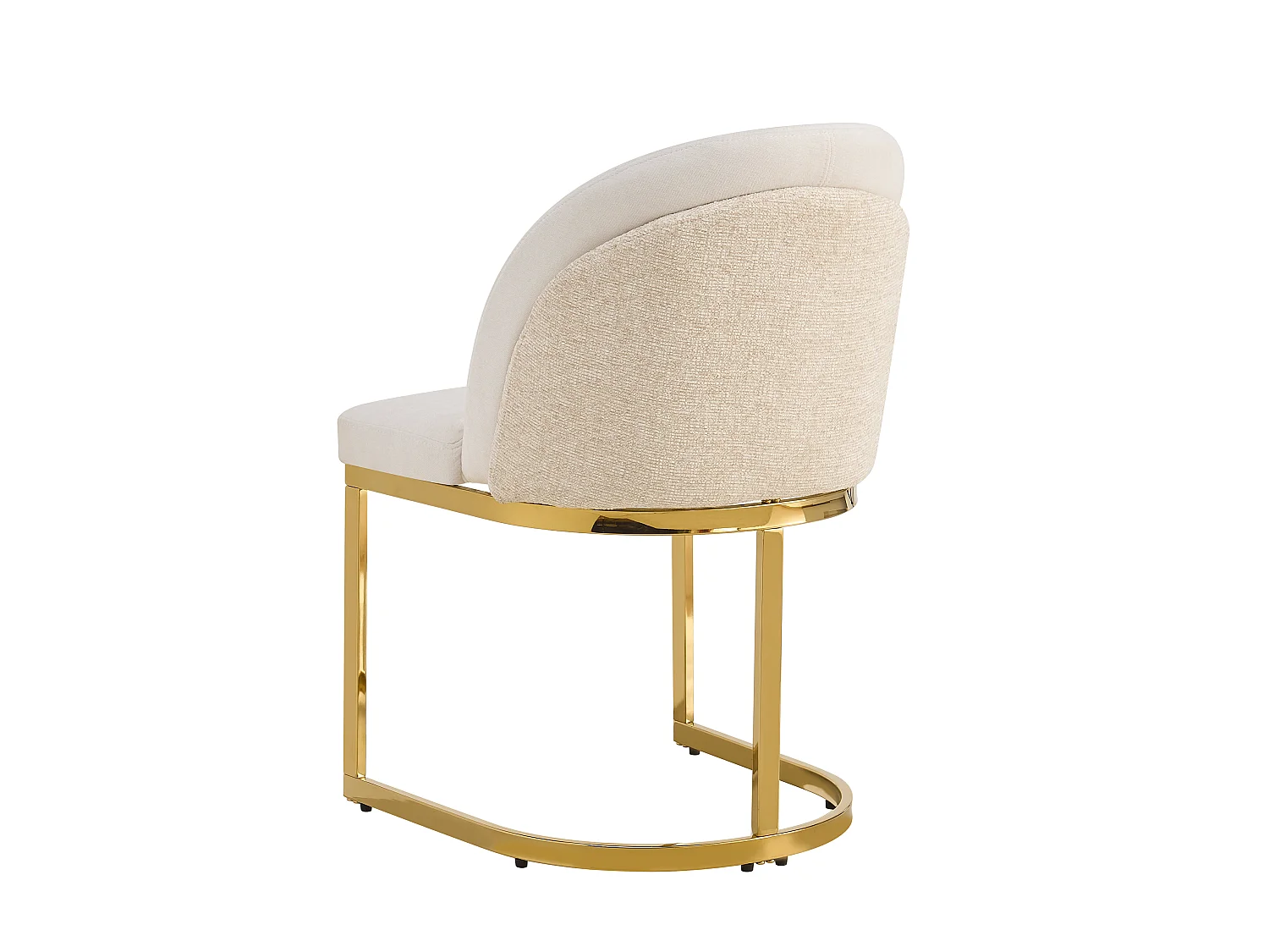 Set of 6 dining chairs - Modern style - Gold-plated feet - Chenille fabric - Beige and gold