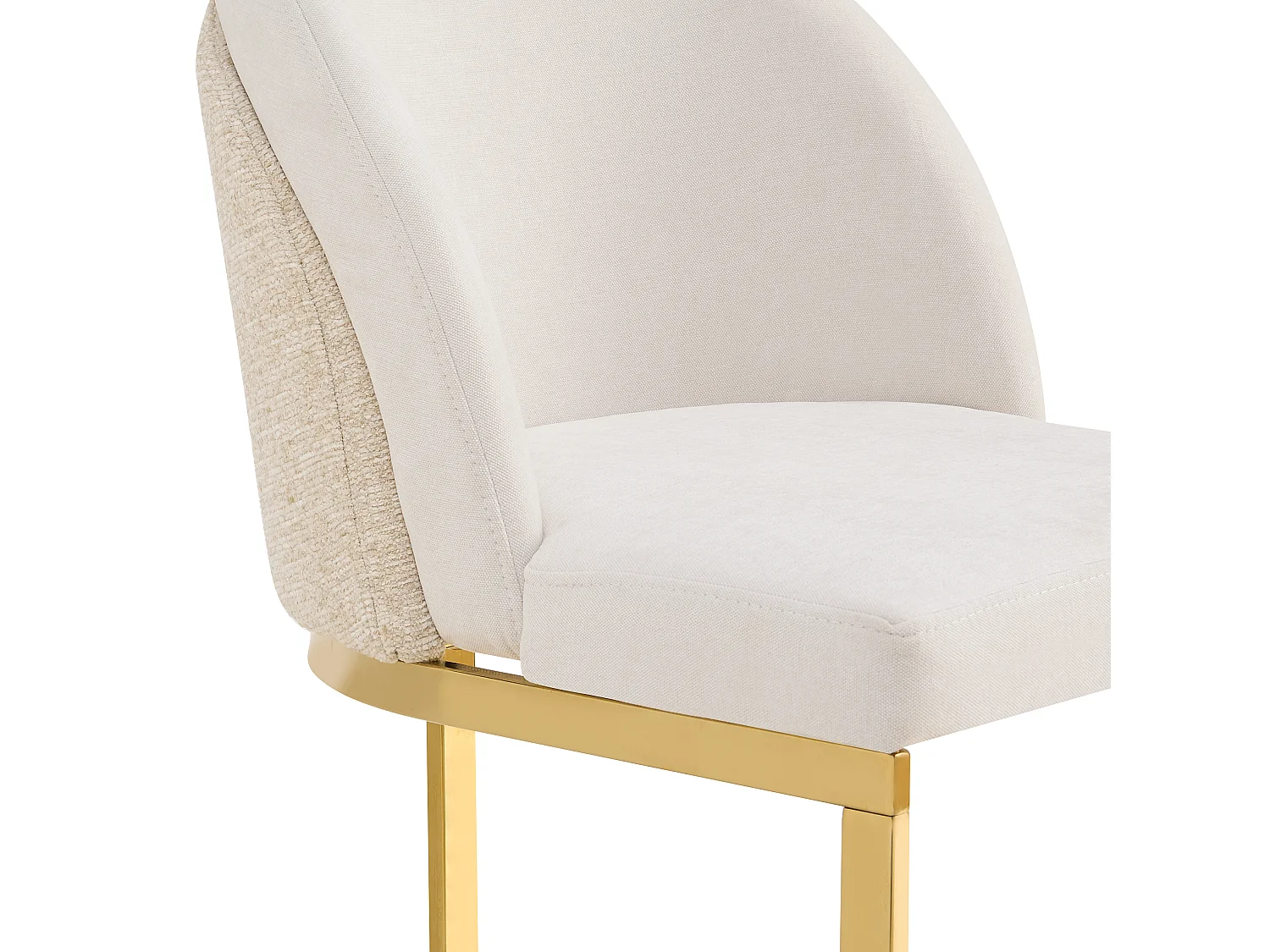 Set of 6 dining chairs - Modern style - Gold-plated feet - Chenille fabric - Beige and gold