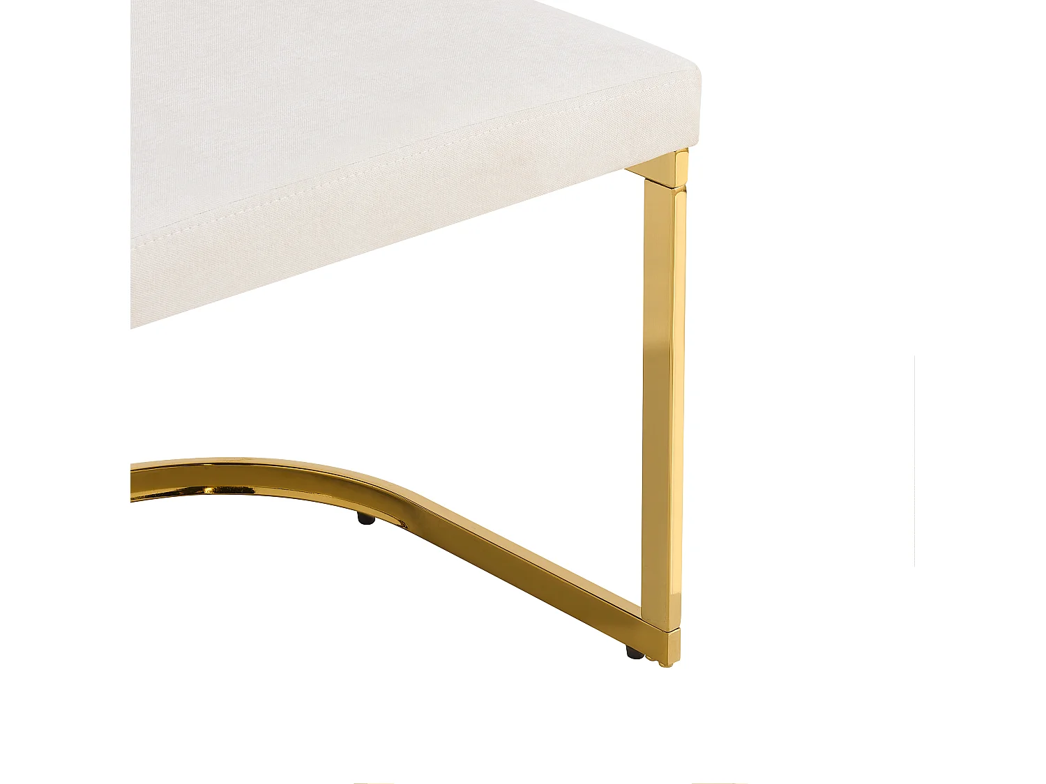 Set of 6 dining chairs - Modern style - Gold-plated feet - Chenille fabric - Beige and gold