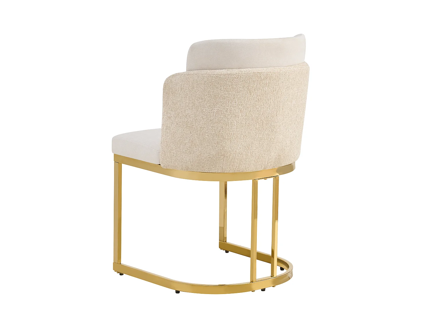 Set of 2 dining chairs - Modern style - Gold-plated feet - Chenille fabric - Beige and gold