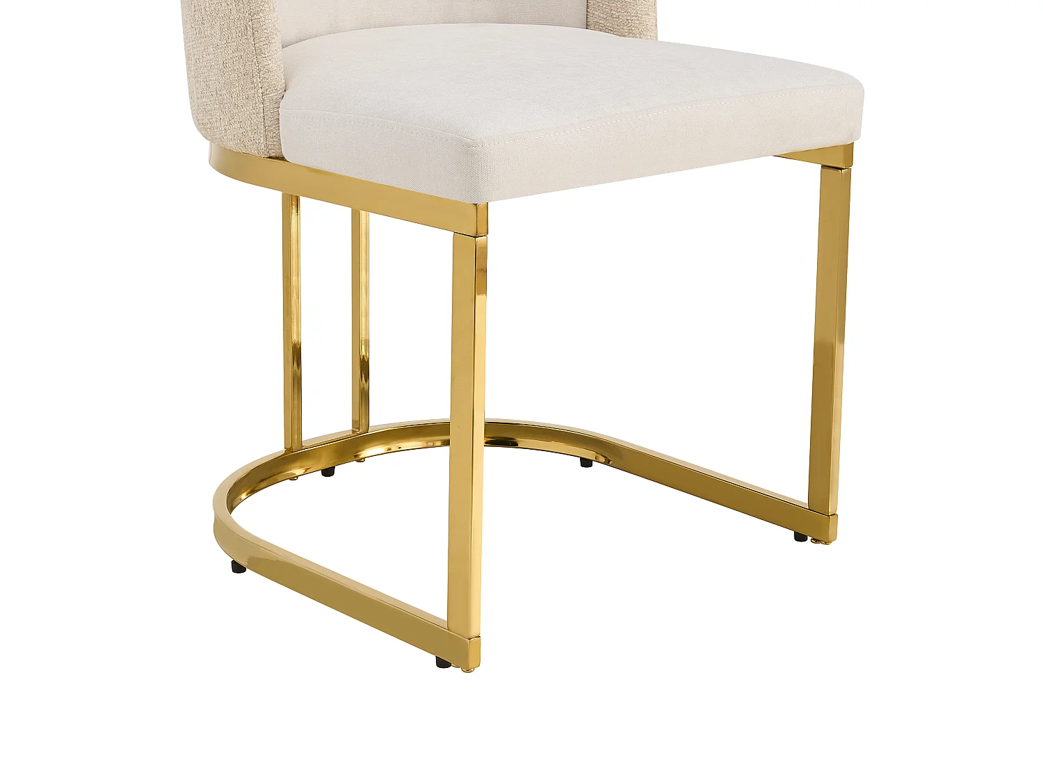 Set of 2 dining chairs - Modern style - Gold-plated feet - Chenille fabric - Beige and gold
