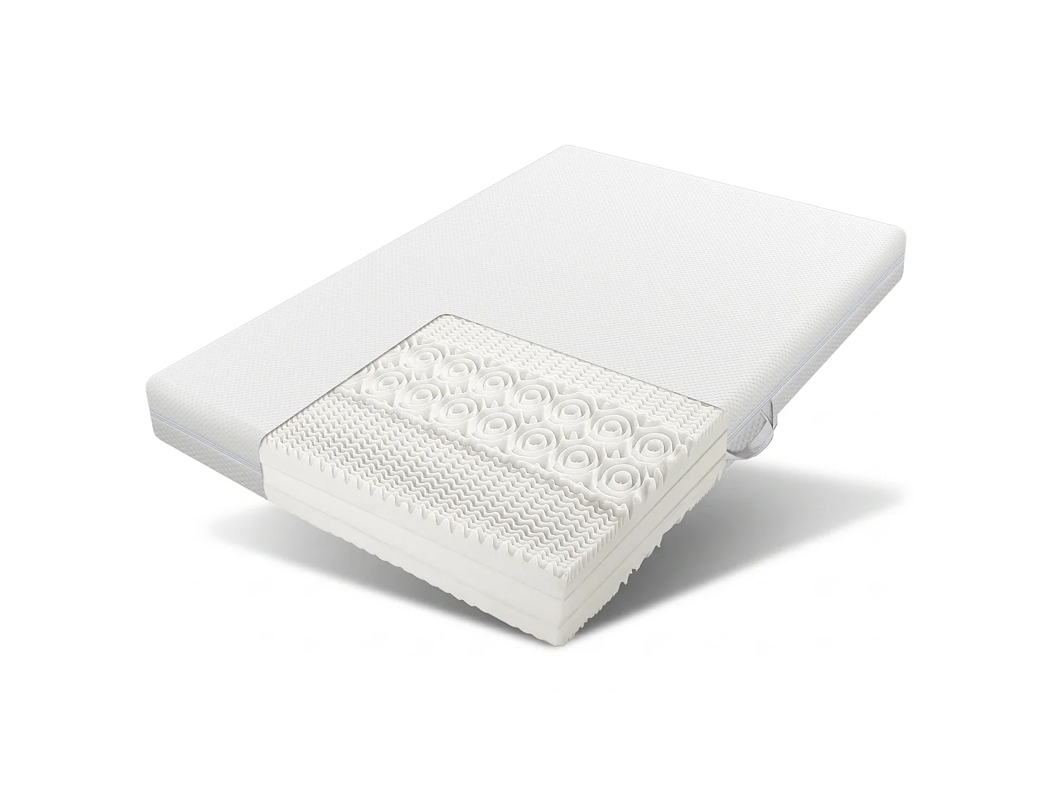 Matelas mousse froide 140x200, 7 zones, 20 cm, H3, poignées, housse lavable zippée, climatique