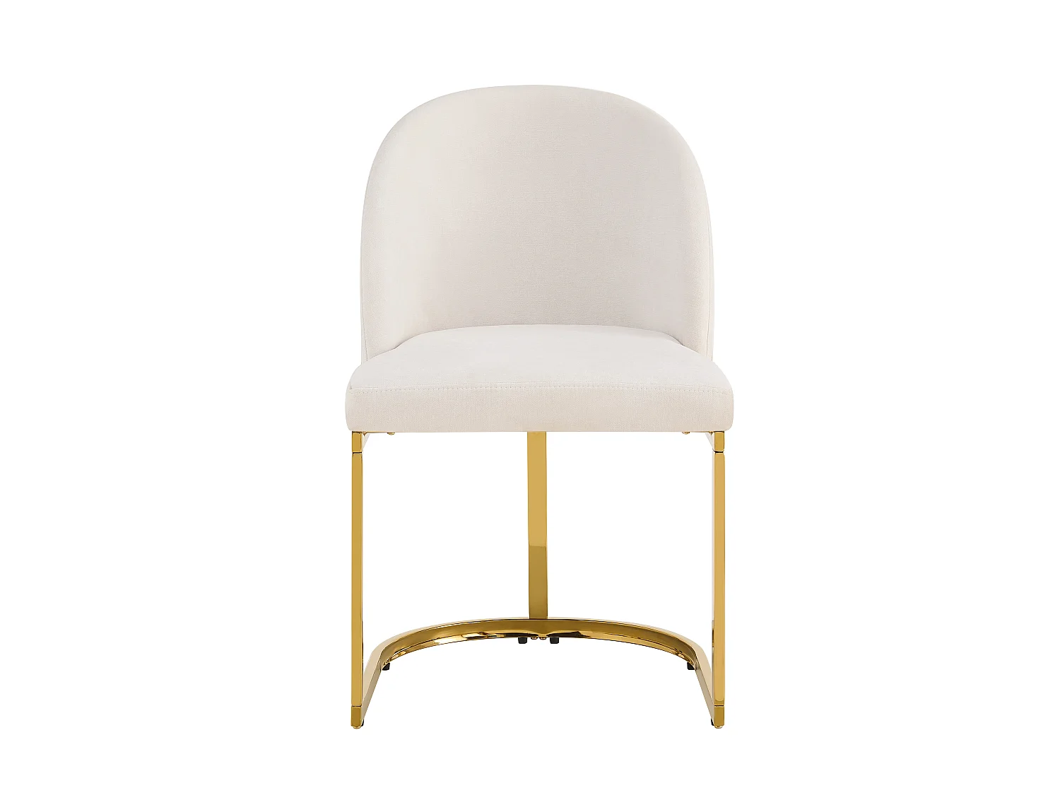 Set of 2 dining chairs - Modern style - Gold-plated feet - Chenille fabric - Beige and gold