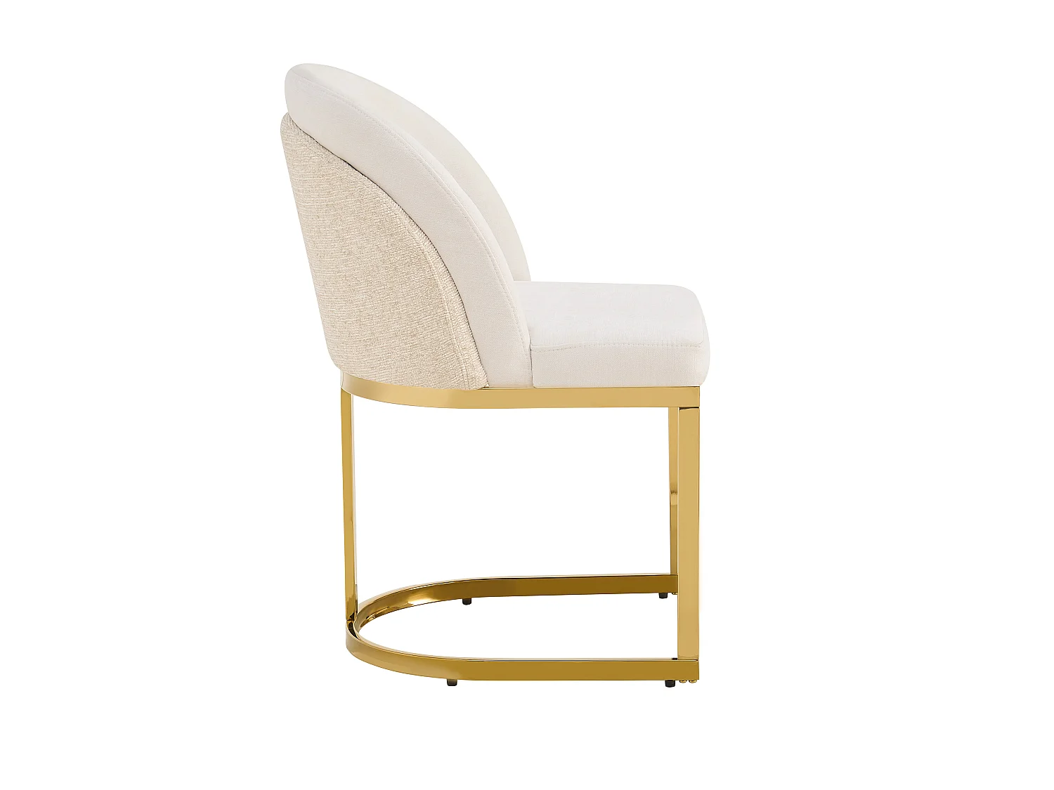 Set of 2 dining chairs - Modern style - Gold-plated feet - Chenille fabric - Beige and gold
