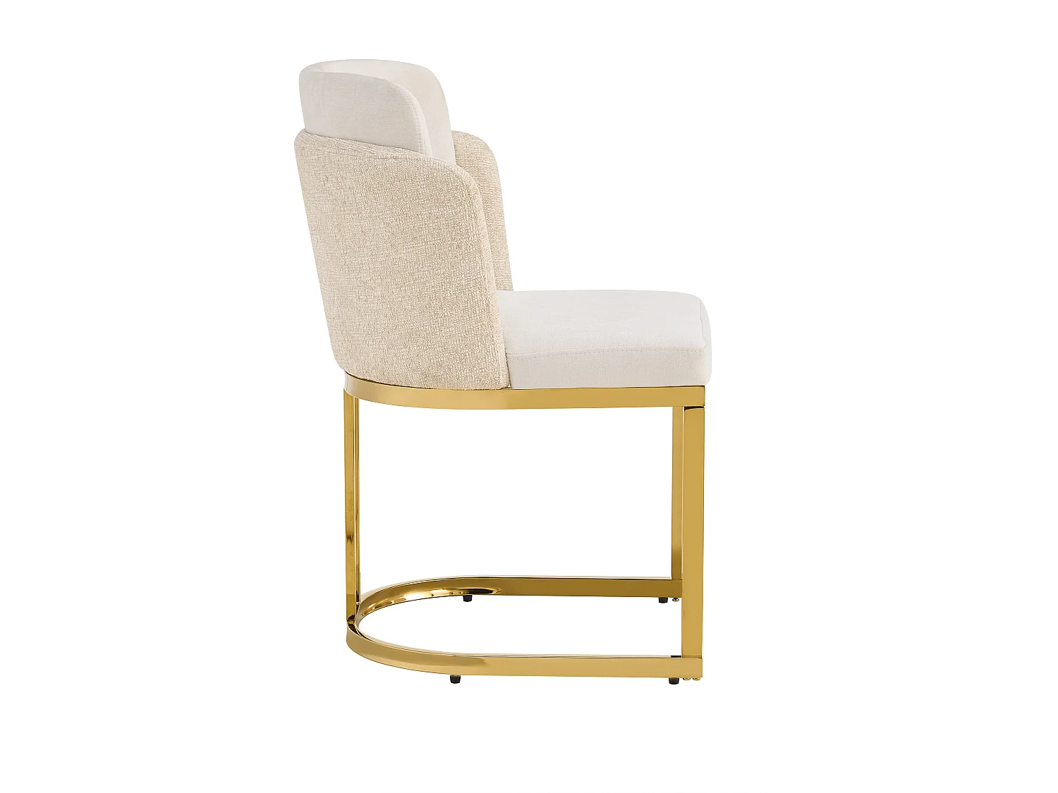 Set of 4 dining chairs - Modern style - Gold-plated feet - Chenille fabric - Beige and gold