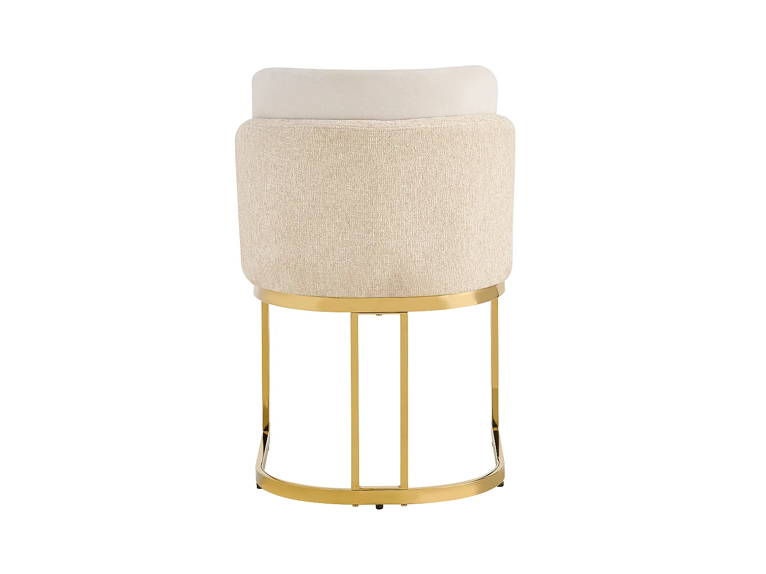 Set of 4 dining chairs - Modern style - Gold-plated feet - Chenille fabric - Beige and gold