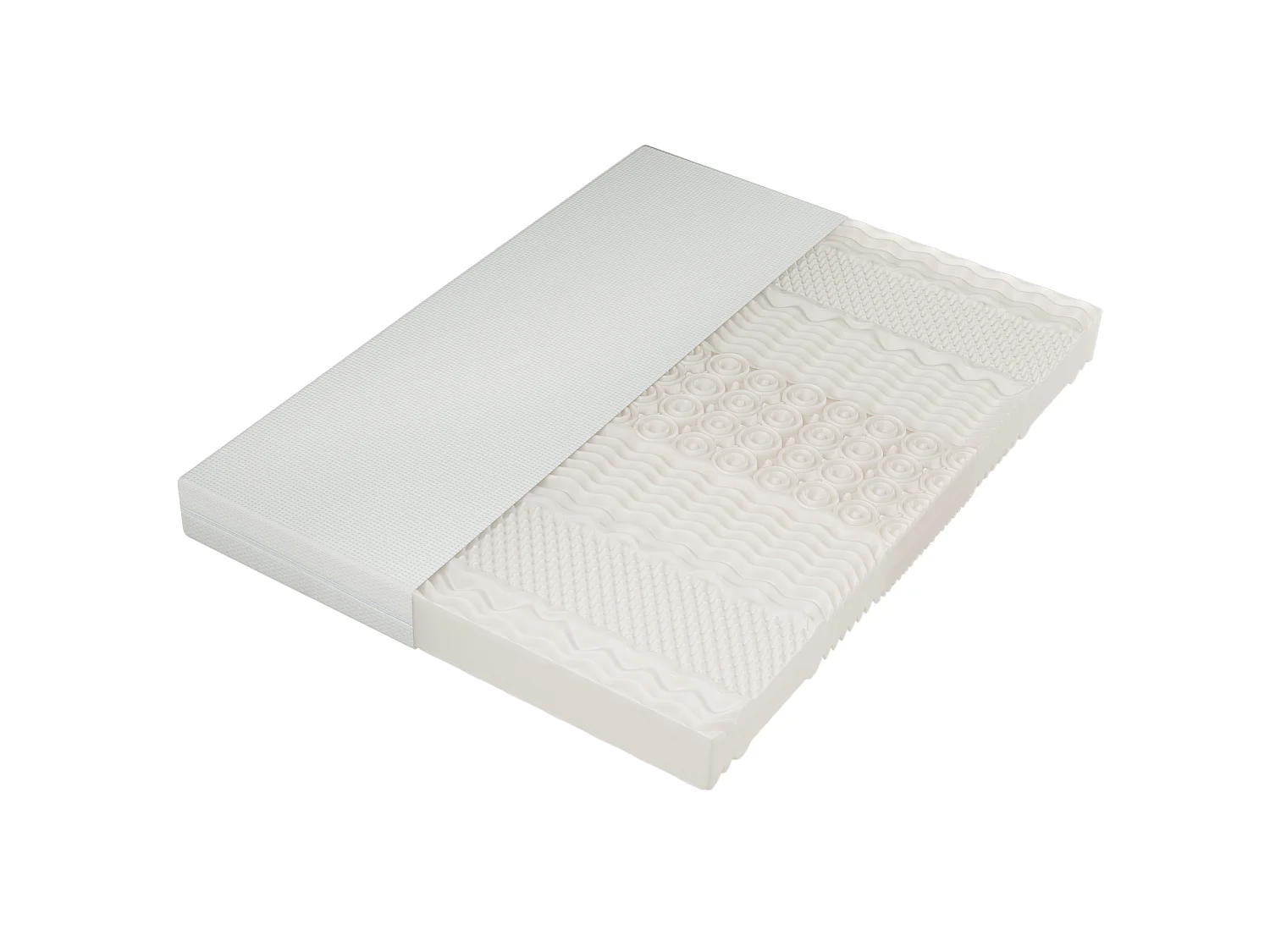 Matelas mousse froide 160x200, 7 zones, 20 cm, H3, poignées, housse lavable zippée, climatique