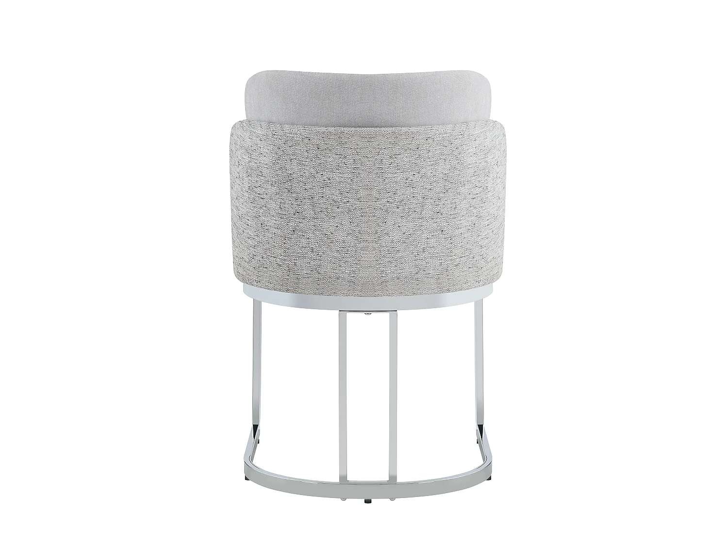 Lot of 4 dining chairs - Modern style - Silver galvanized legs - Chenille fabric - Light gray + silver