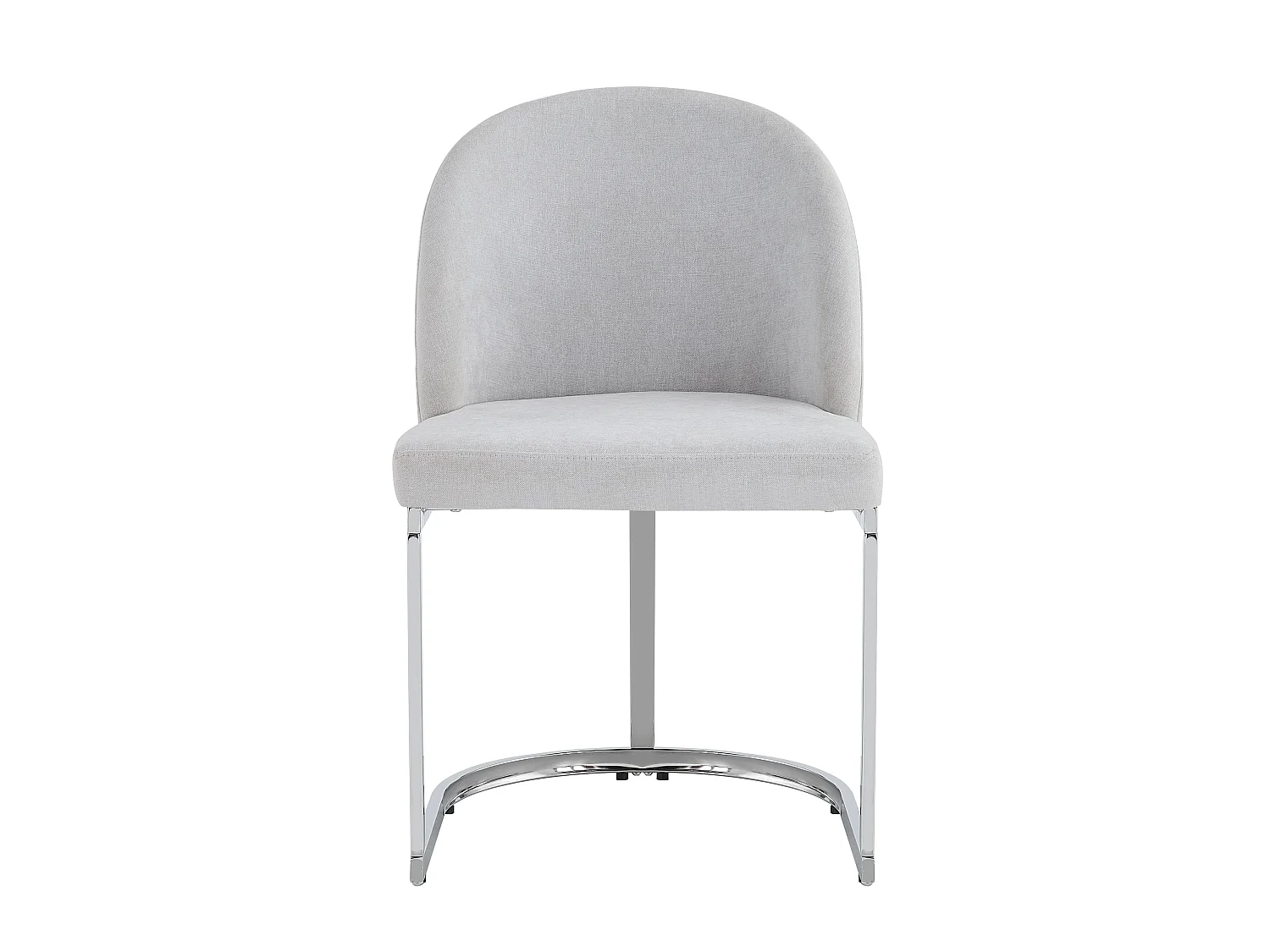 Lot of 2 dining chairs - Modern style - Silver galvanized feet - Chenille fabric - Light gray and silver