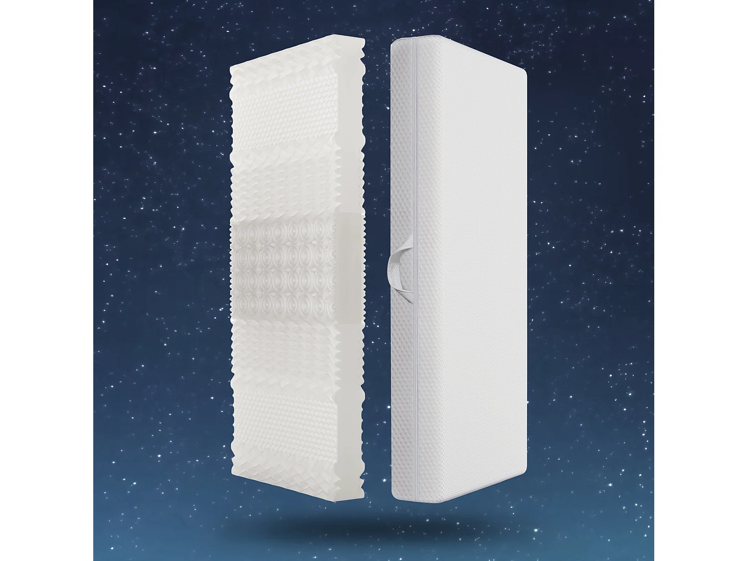 Cold foam mattress 90x200, 7 zones, 20 cm high, H3, with handles and washable zipped cover