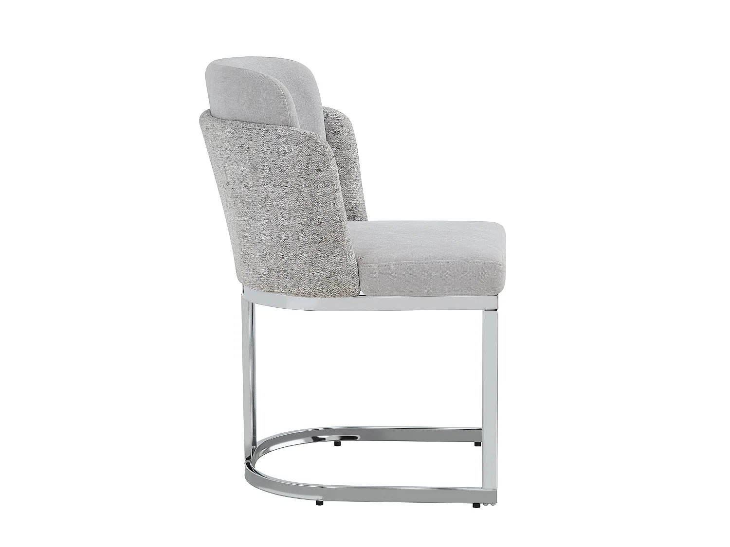 Lot of 6 dining chairs - Modern style - Silver galvanized feet - Chenille fabric - Light gray + silver
