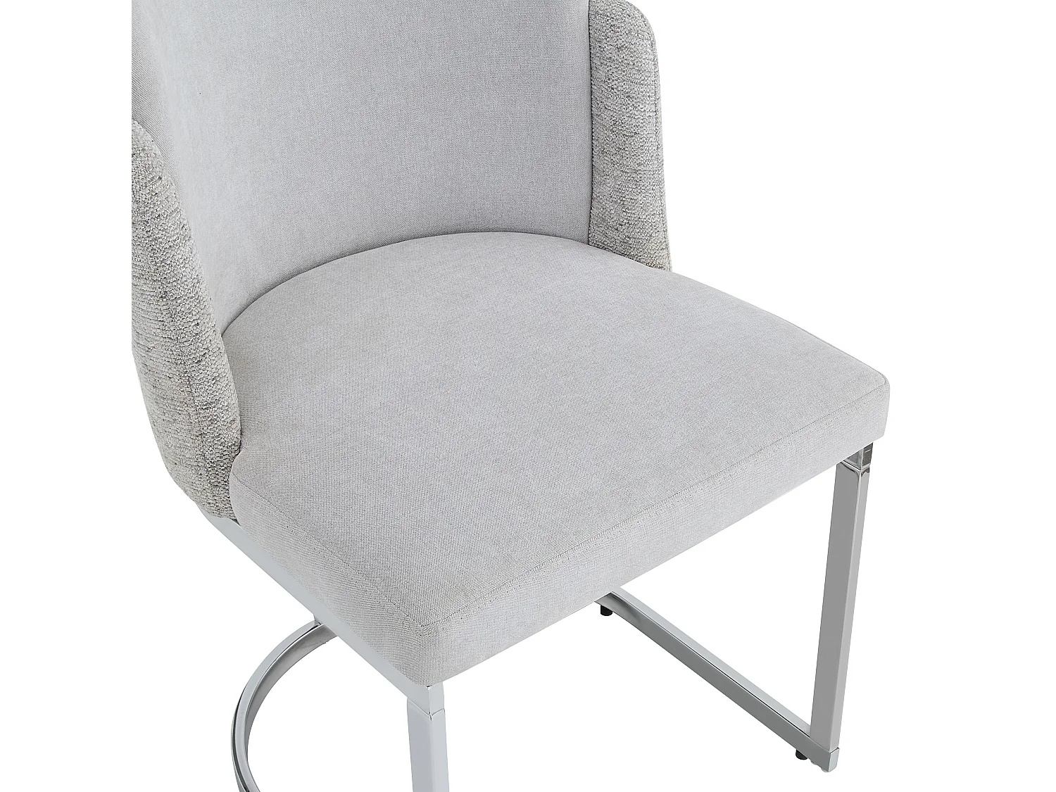 Lot of 6 dining chairs - Modern style - Silver galvanized feet - Chenille fabric - Light gray + silver