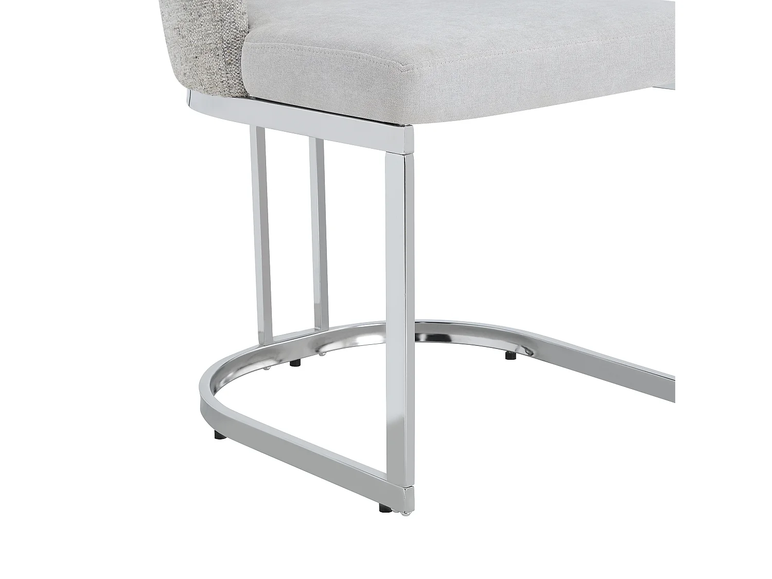 Lot of 6 dining chairs - Modern style - Silver galvanized feet - Chenille fabric - Light gray + silver