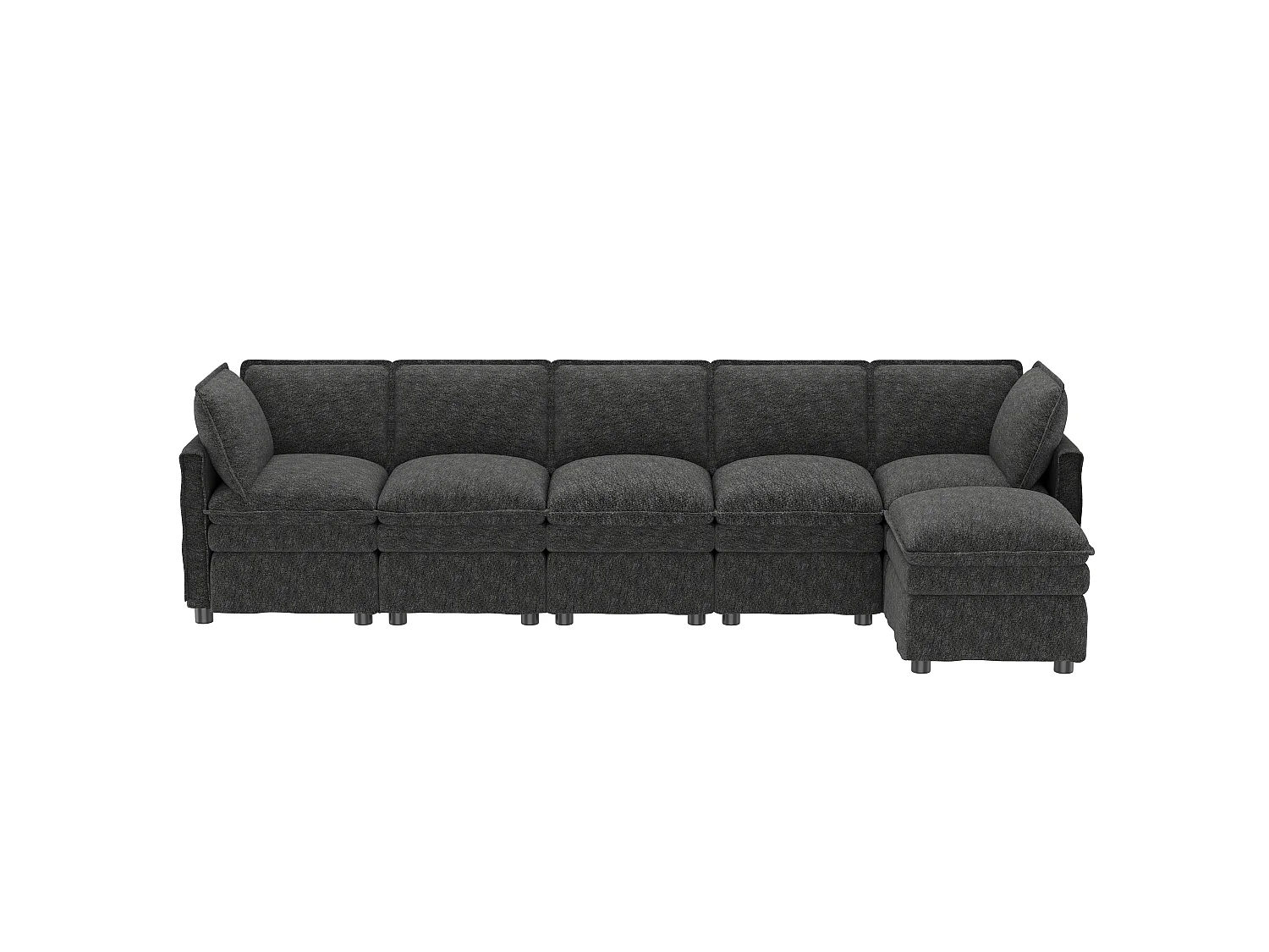 U-shaped/L-shaped corner sofa - with mobile footrest - with sleep function - double-layer seat cushion - chenille fabric - grey