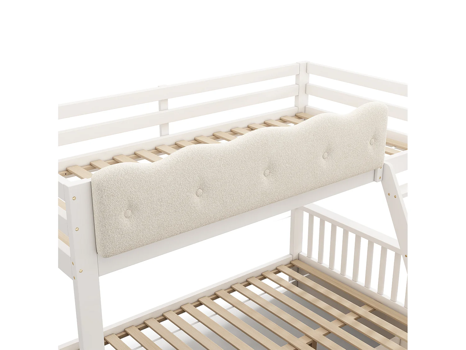 Children's bunk bed 90x200 + 140x200 cm - with cloud-shaped safety rails and drawers - white (without mattress)