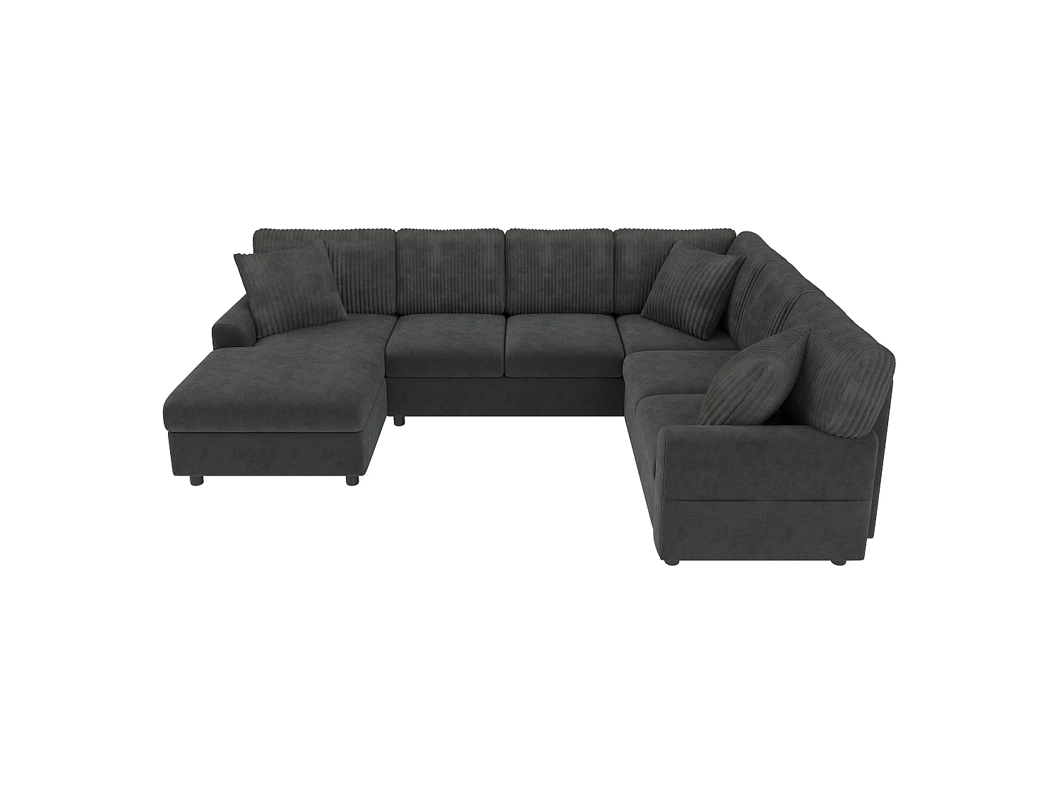 Modern U-shaped corner sofa - with 1 chaise lounge, 3 cushions, 1 USB port and 1 Type-C port - Chenille, corduroy - Gray