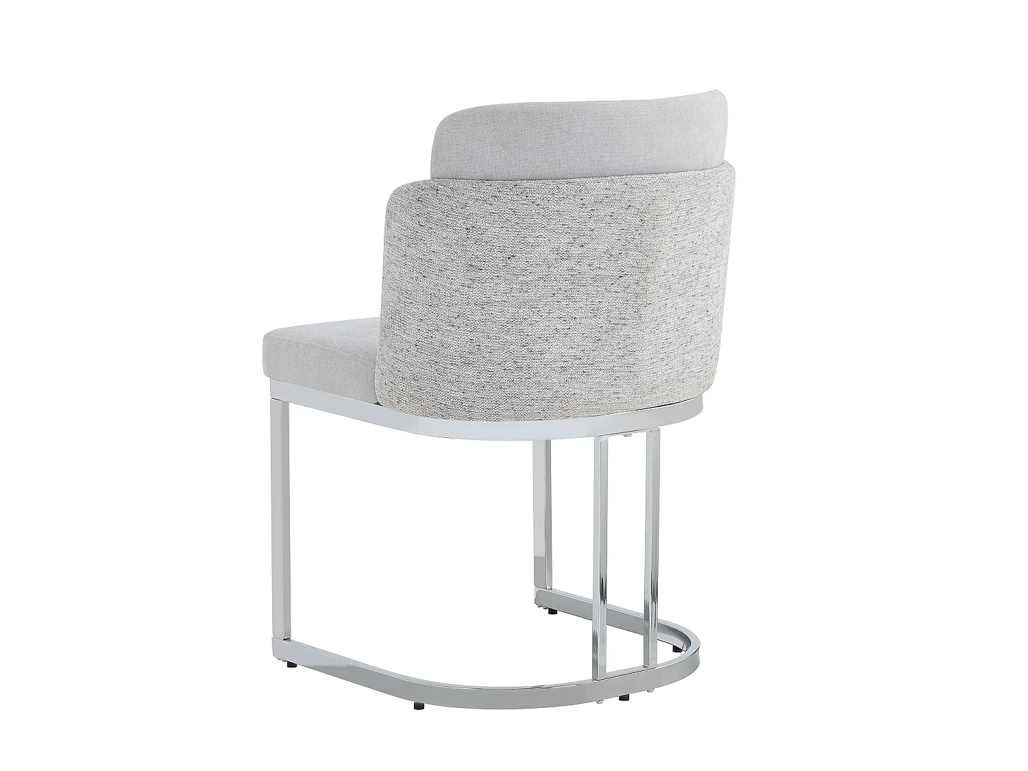 Set of 2 dining chairs - Modern style - Silver galvanized legs - Chenille fabric - Light gray + silver