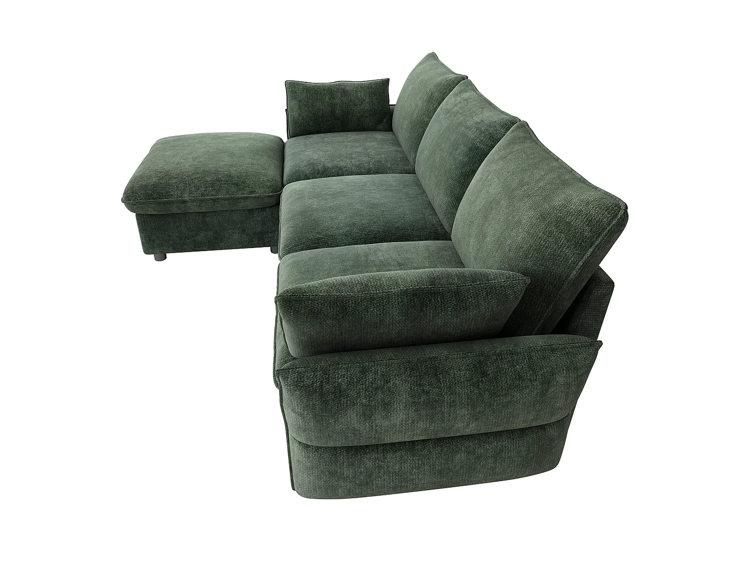 Canapé d'angle moderne  222,5 × 154,5 × 76,5 cm - 3 places - avec 1 repose-pieds - tissu chenille - vert foncé