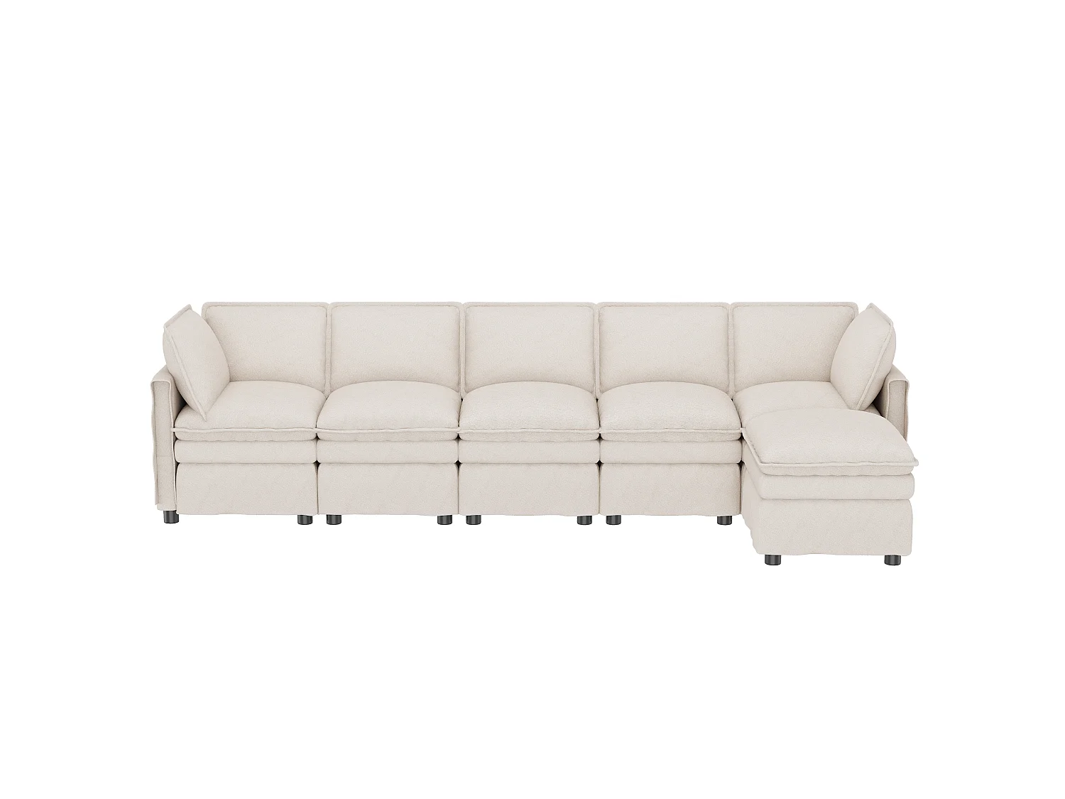 U-shaped/L-shaped corner sofa - with mobile footrest - with sleep function - double-layer seat cushion - chenille fabric - beige