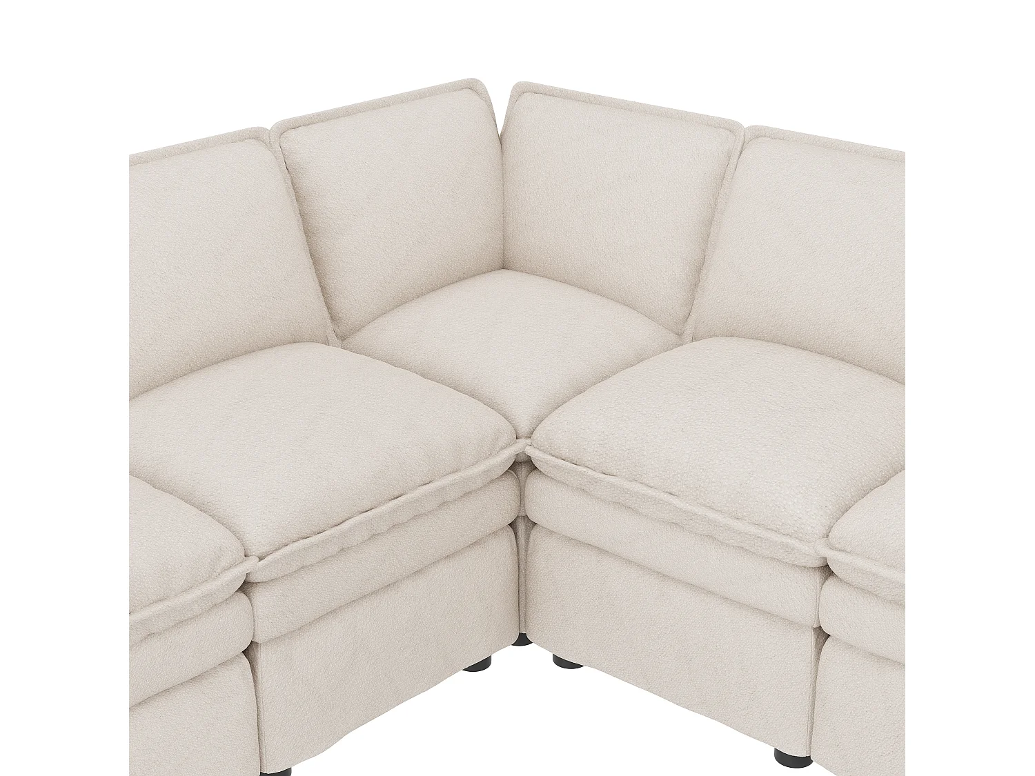 U-shaped/L-shaped corner sofa - with mobile footrest - with sleep function - double-layer seat cushion - chenille fabric - beige