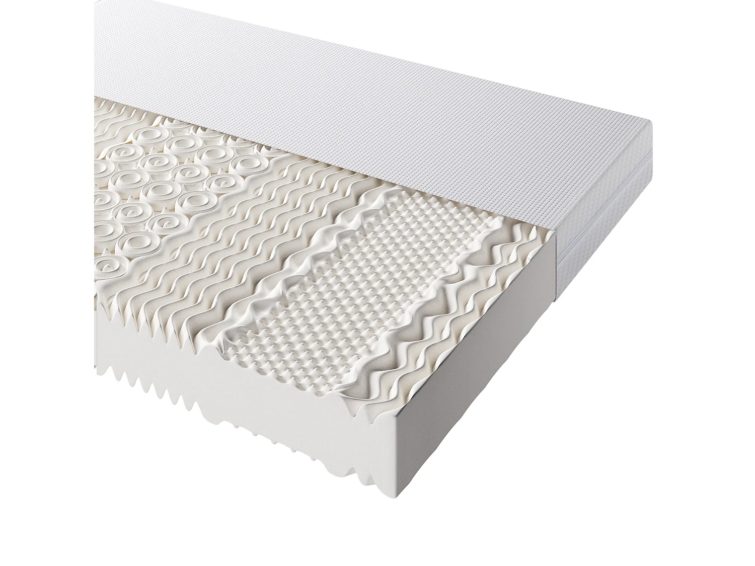 Matelas mousse froide 180x200, 7 zones, 20 cm, H3, poignées, housse lavable zippée, climatique