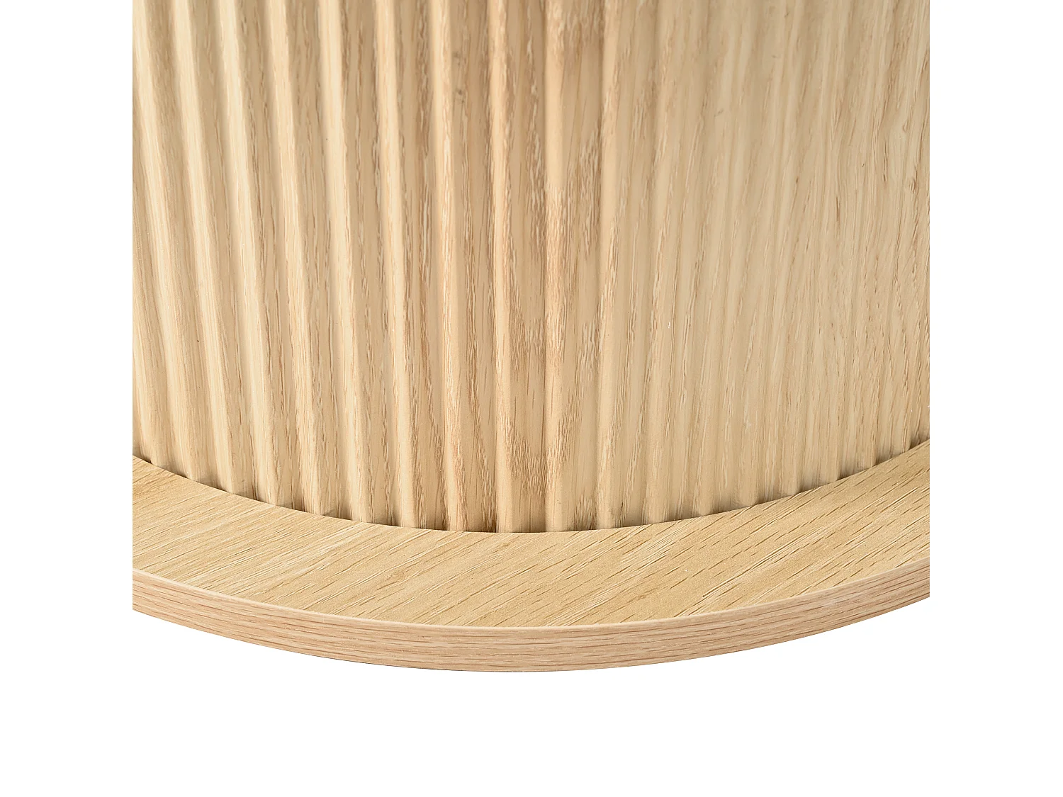 Moderner runder Couchtisch 75 x 75 x 39 cm - Geriffelter zylindrischer Fuß - MDF+PVC - Weiß + Natur