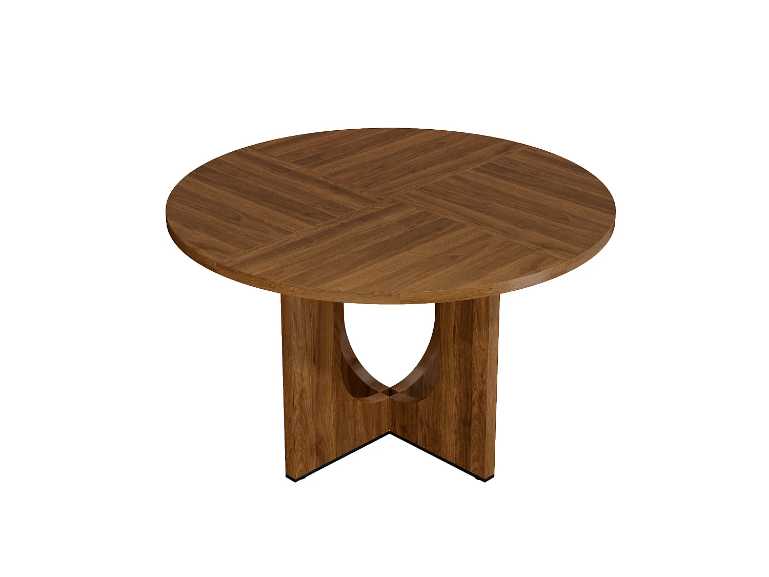 Round dining table 120x120x75 cm - 4 to 6 people - Minimalist style - Oak veneer - MDF - Brown