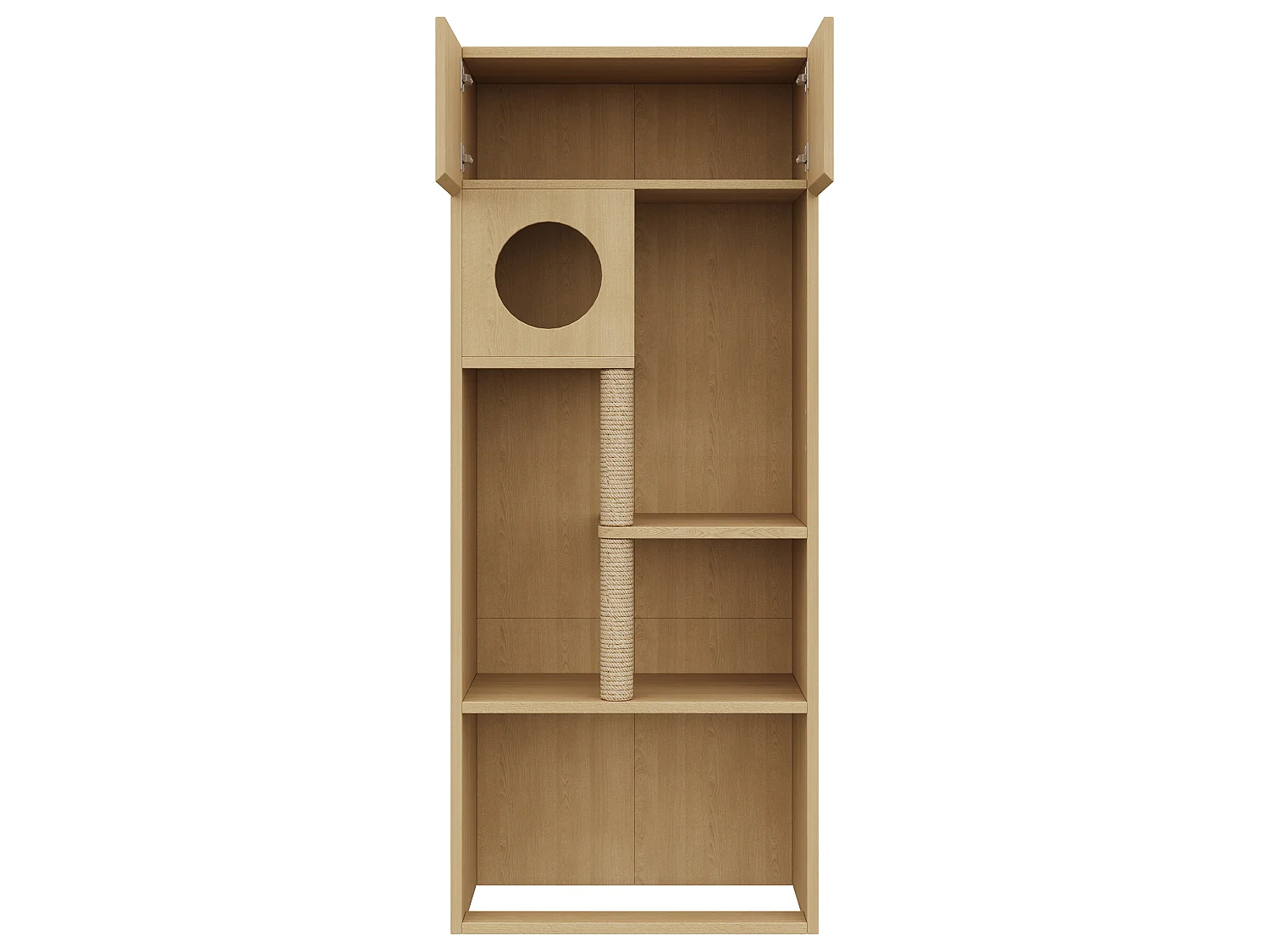 Arbre à chat avec meuble de rangement - Meuble avec griffoir (Bac à litière non inclus) - 80 x 45 x 193 cm - Couleur naturelle