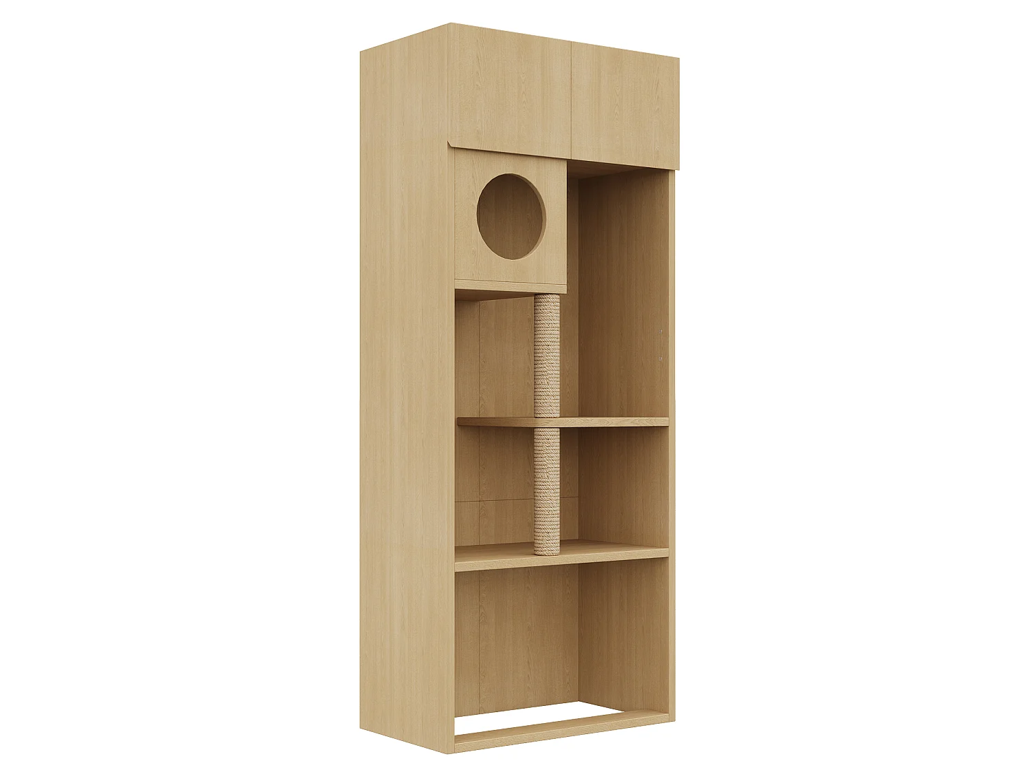 Arbre à chat avec meuble de rangement - Meuble avec griffoir (Bac à litière non inclus) - 80 x 45 x 193 cm - Couleur naturelle