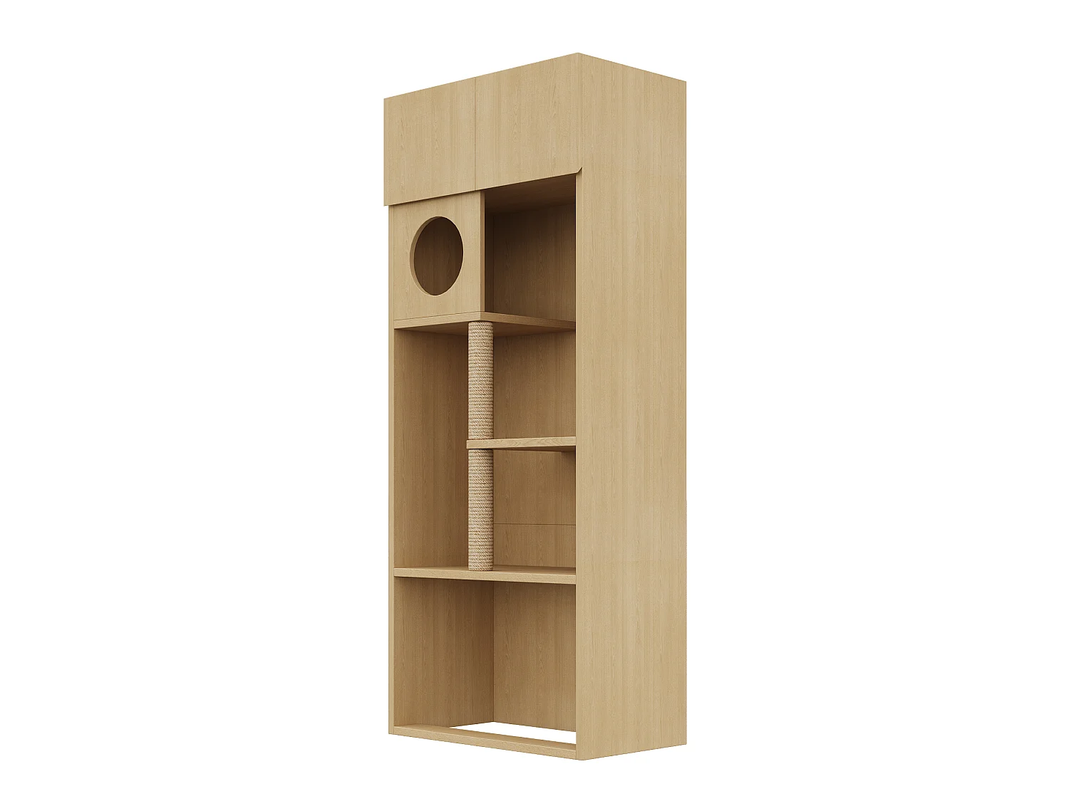 Arbre à chat avec meuble de rangement - Meuble avec griffoir (Bac à litière non inclus) - 80 x 45 x 193 cm - Couleur naturelle