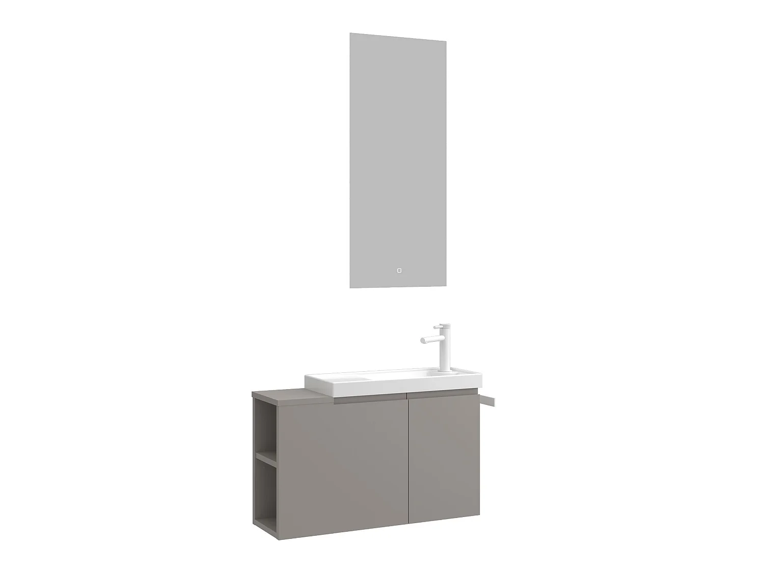 Ensemble Meuble Vasque avec Miroir (2 Pièces) "Ferla 80" - 80 x 22 x 45 cm - Matte Mink