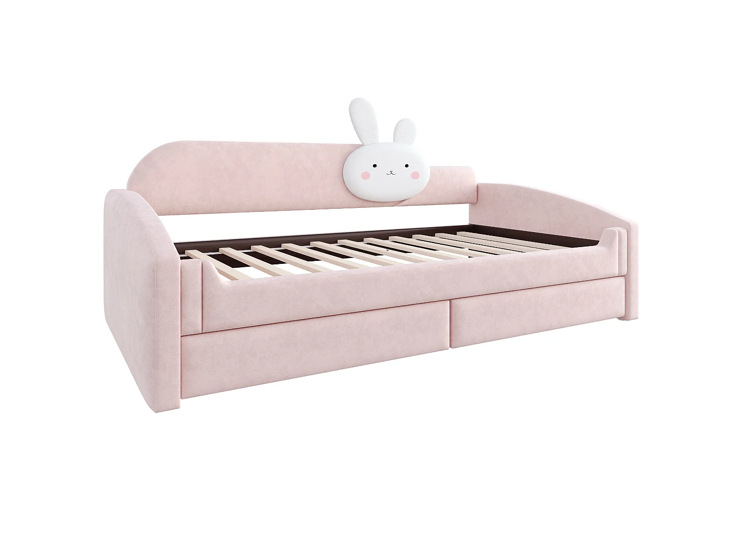 Children's sofa bed 90 x 200 cm - with LED light - velvet fabric - pink (mattress not included)