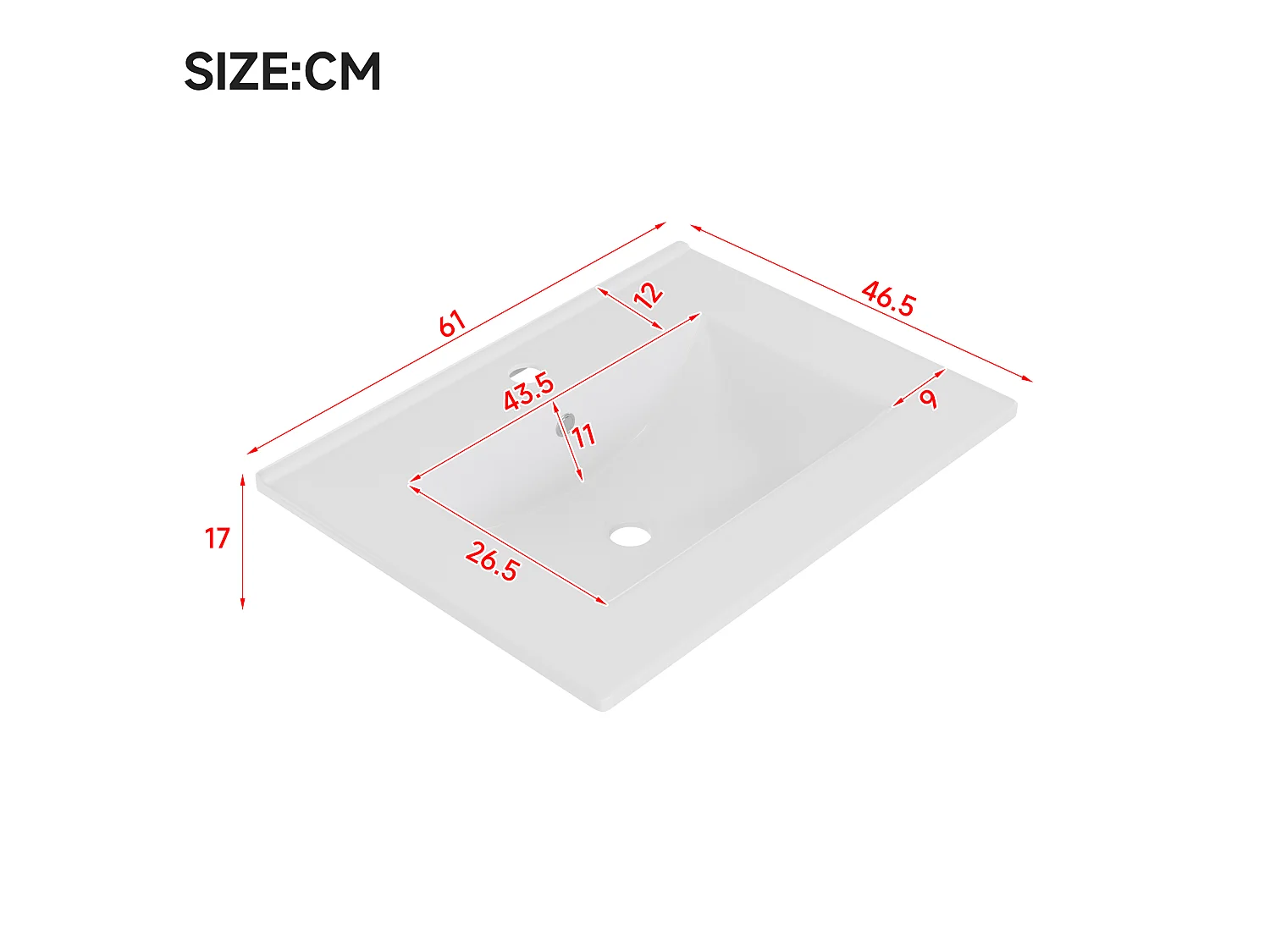 Wall-mounted bathroom cabinet with ceramic sink - with 2 drawers and 1 door - with LED - Lacquered finish - White