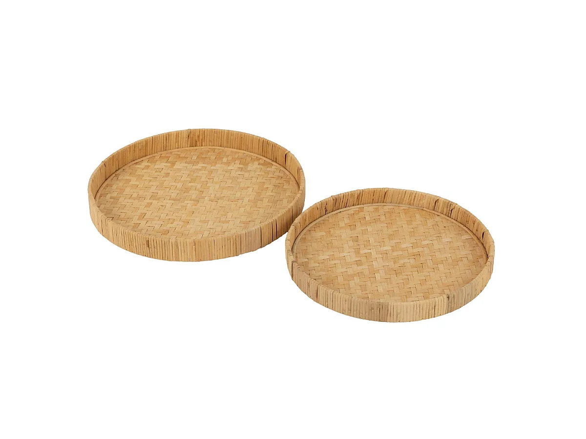 Lot de 2 Plateaux en Bambou "Refugio" 45cm Naturel