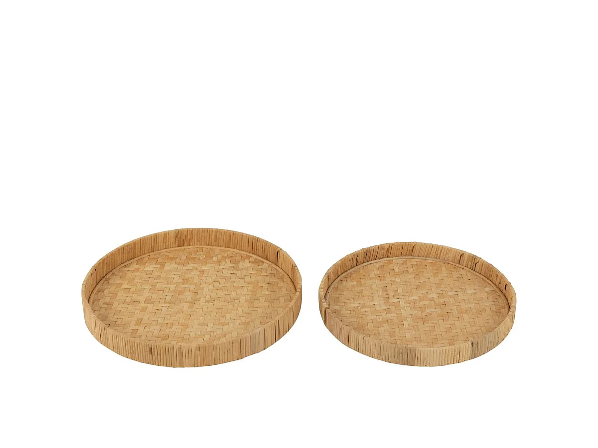 Lot de 2 Plateaux en Bambou "Refugio" 45cm Naturel