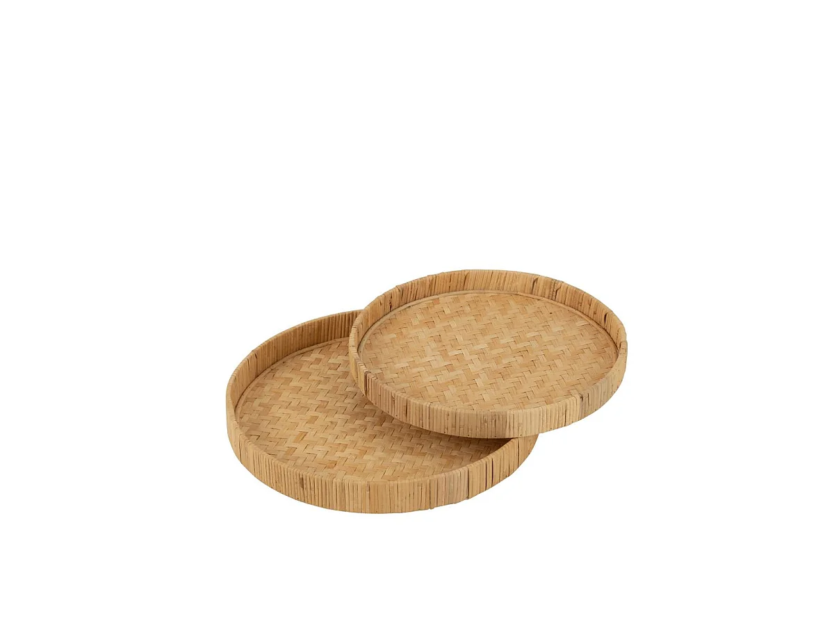 Lot de 2 Plateaux en Bambou "Refugio" 45cm Naturel