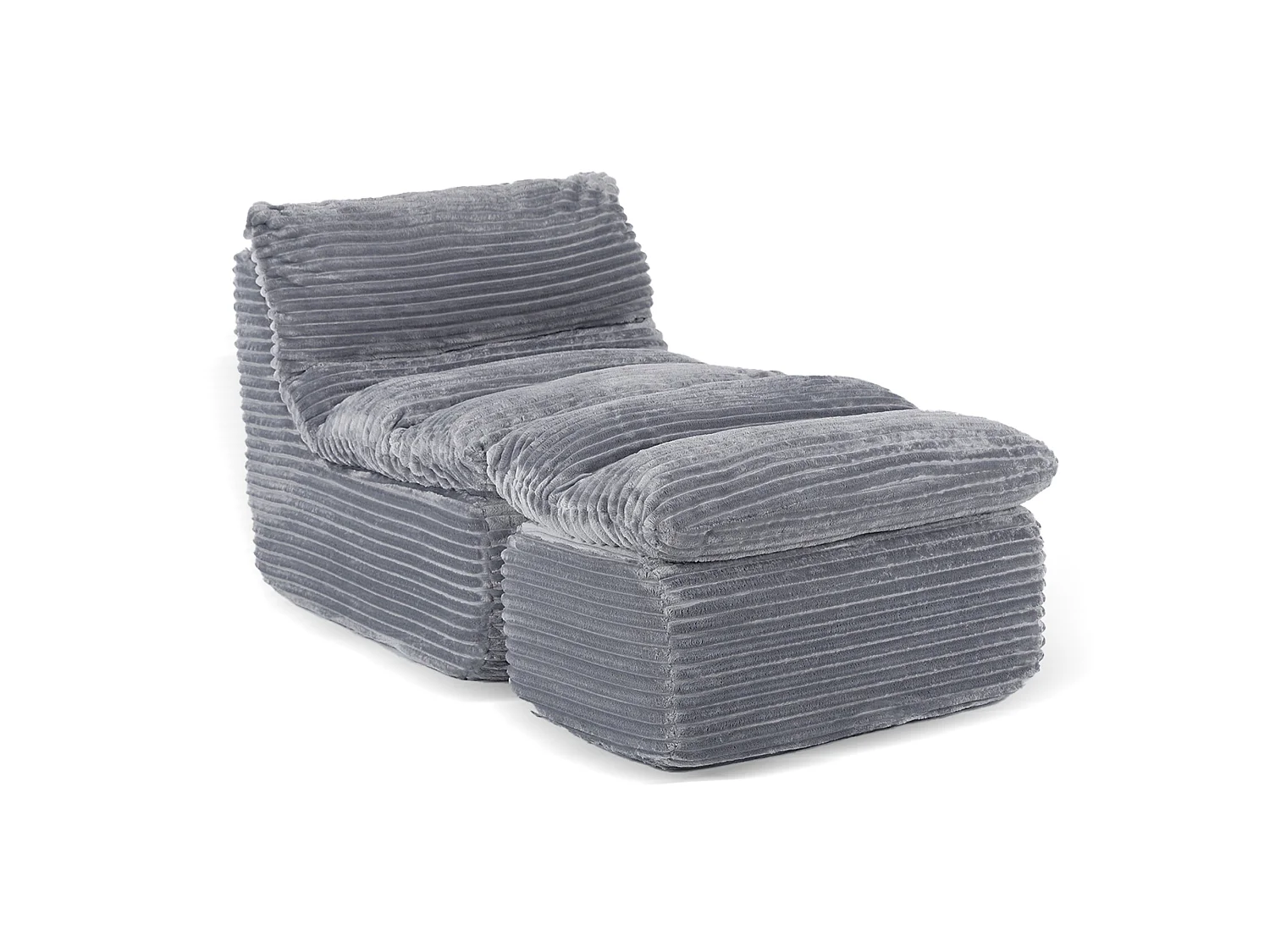 Sillón relax gris, sin estructura ni montaje, ergonómico con reposapiés, espuma viscoelástica de alta densidad