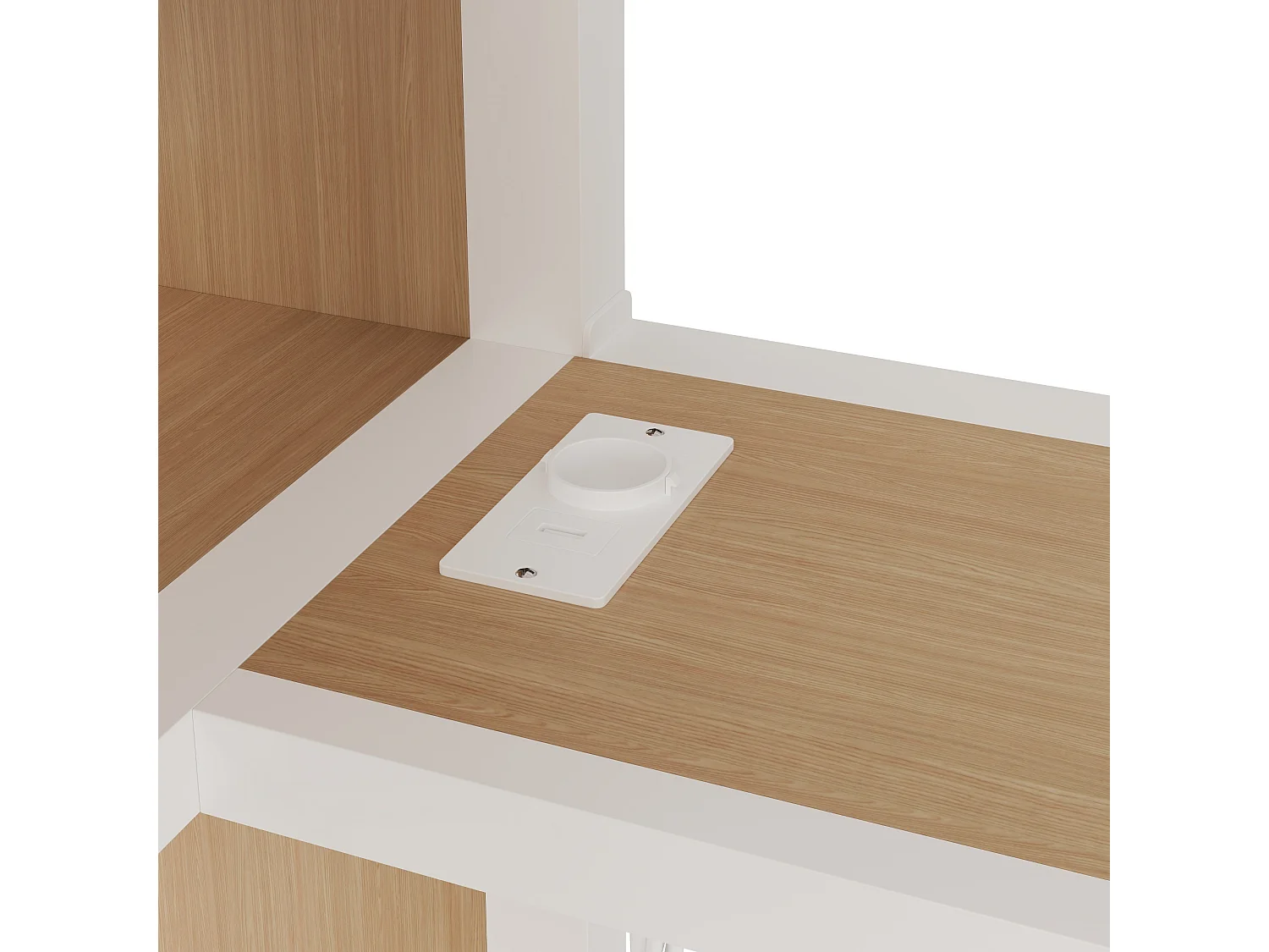 Lit mezzanine en métal 160 x 200 cm - LED et port USB - Bureau, penderie ouverte et échelle de rangement - Blanc (sans matelas)