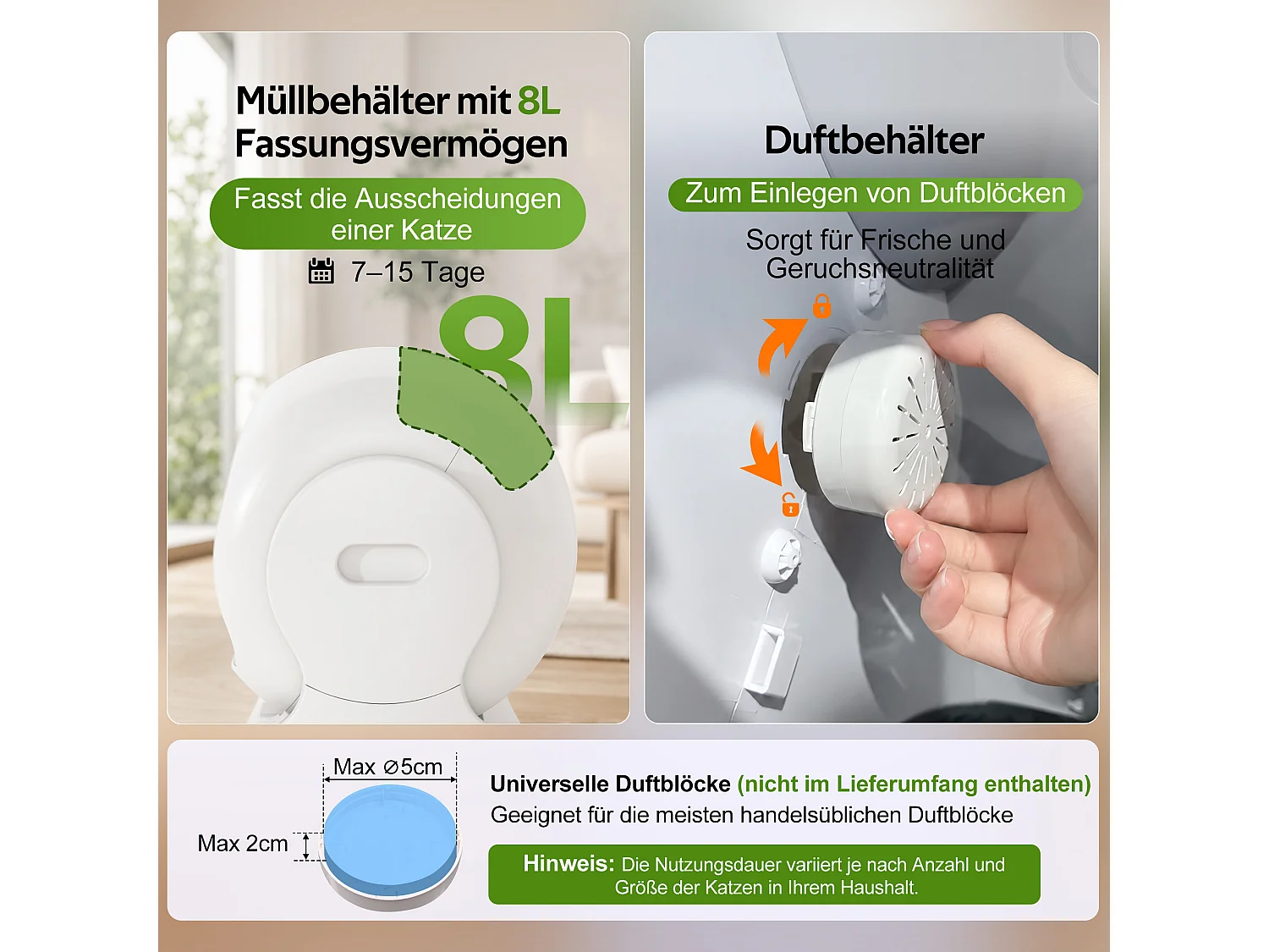Bac à litière intelligent - contrôlable via application - grande capacité de 68 L, poubelle de 8 L - sécurité enfant - blanc