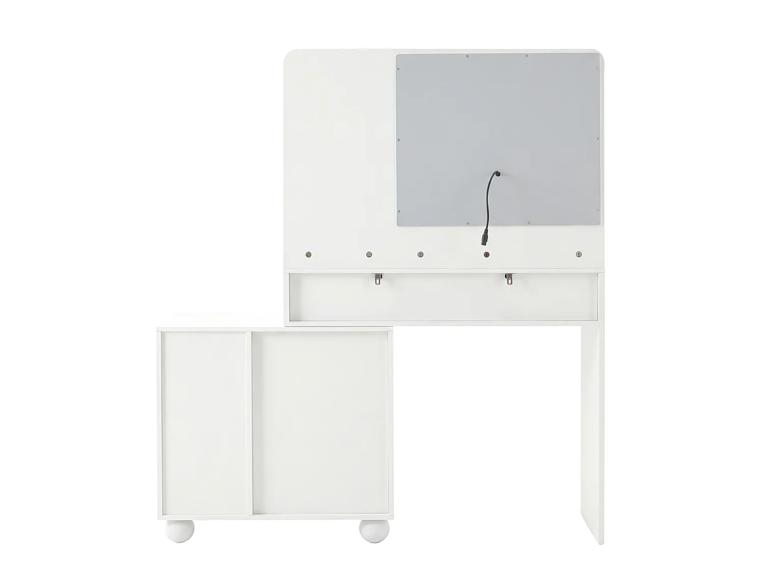 Witte kaptafel met LED-spiegel en 5 lades - MDF-hout