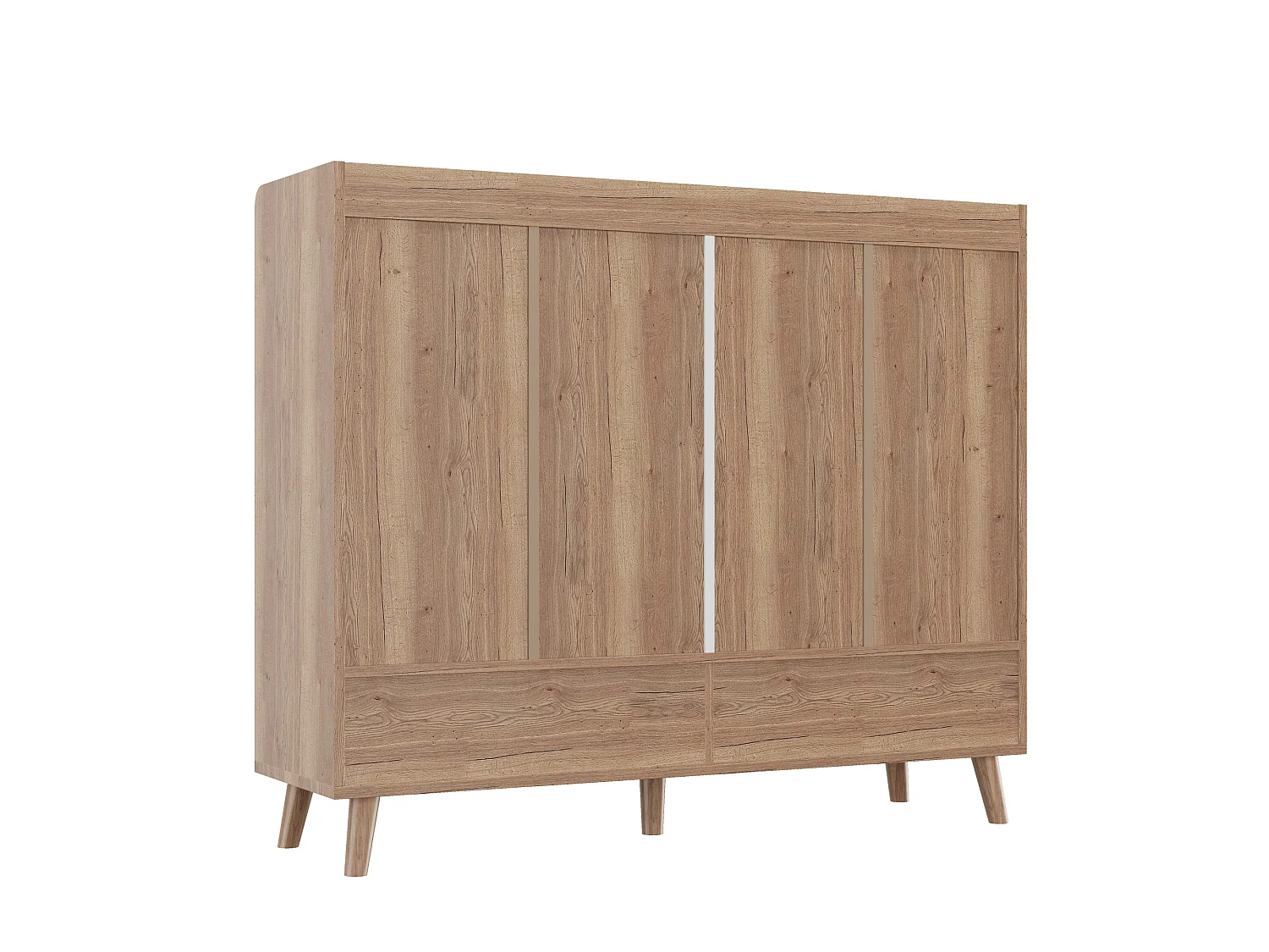 Meuble à chaussures avec 4 portes et 1 tiroir - Blanc et bois foncé 120 x 35 x 99 cm