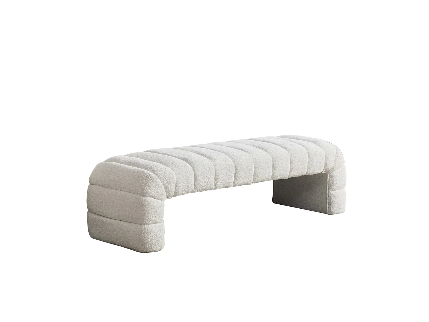 Bedbankje 159x51x45 cm in ivoorkleurige chenille - Voor slaapkamer, woonkamer of hal