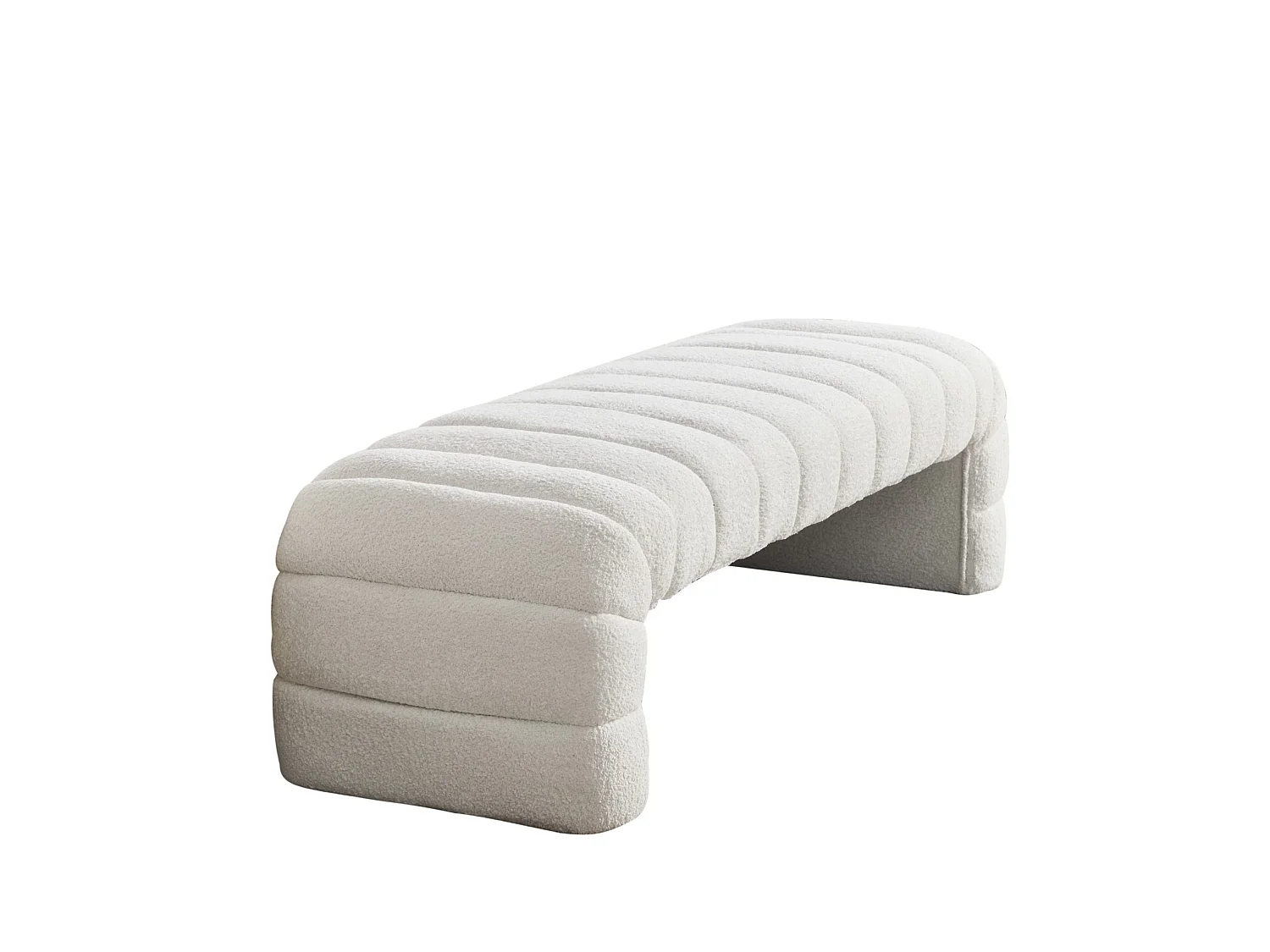 Bedbankje 159x51x45 cm in ivoorkleurige chenille - Voor slaapkamer, woonkamer of hal