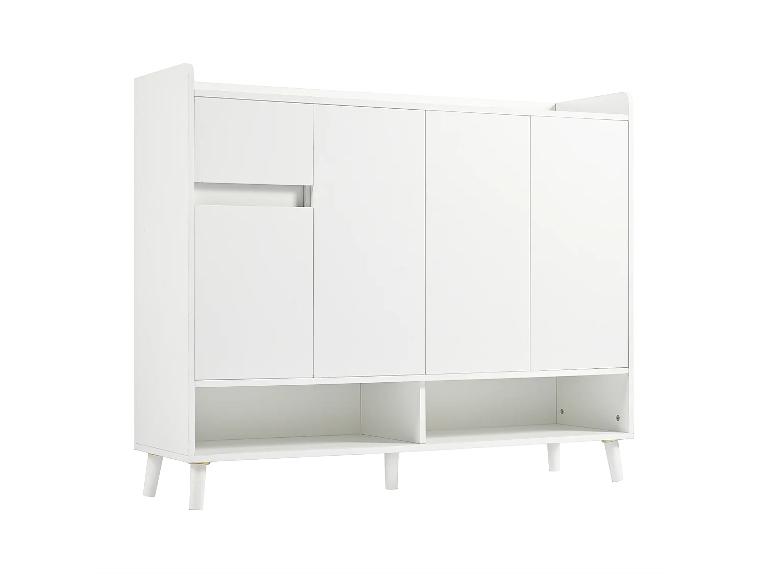 Meuble à chaussures avec 4 portes et 1 tiroir - Blanc 120 x 35 x 99 cm
