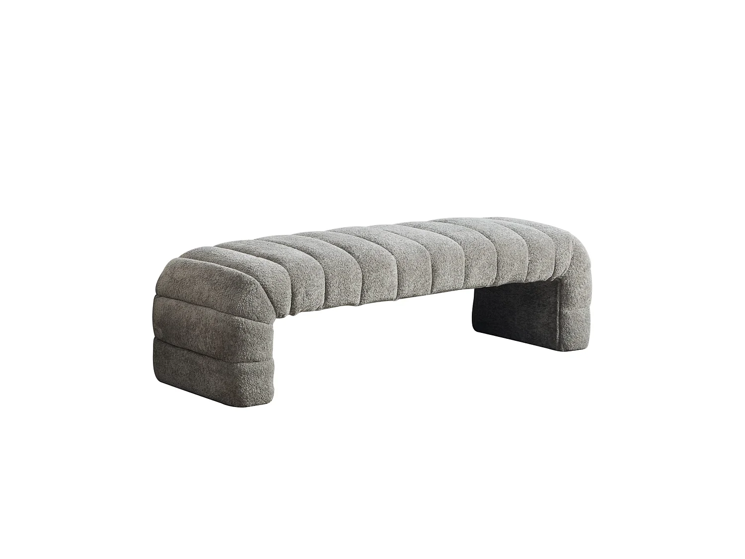Bedbankje 159x51x45 cm in grijze chenille - Voor slaapkamer, woonkamer of hal