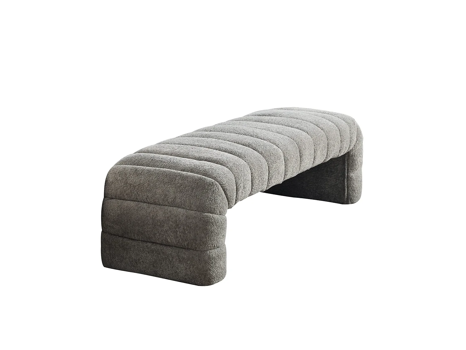 Bedbankje 159x51x45 cm in grijze chenille - Voor slaapkamer, woonkamer of hal